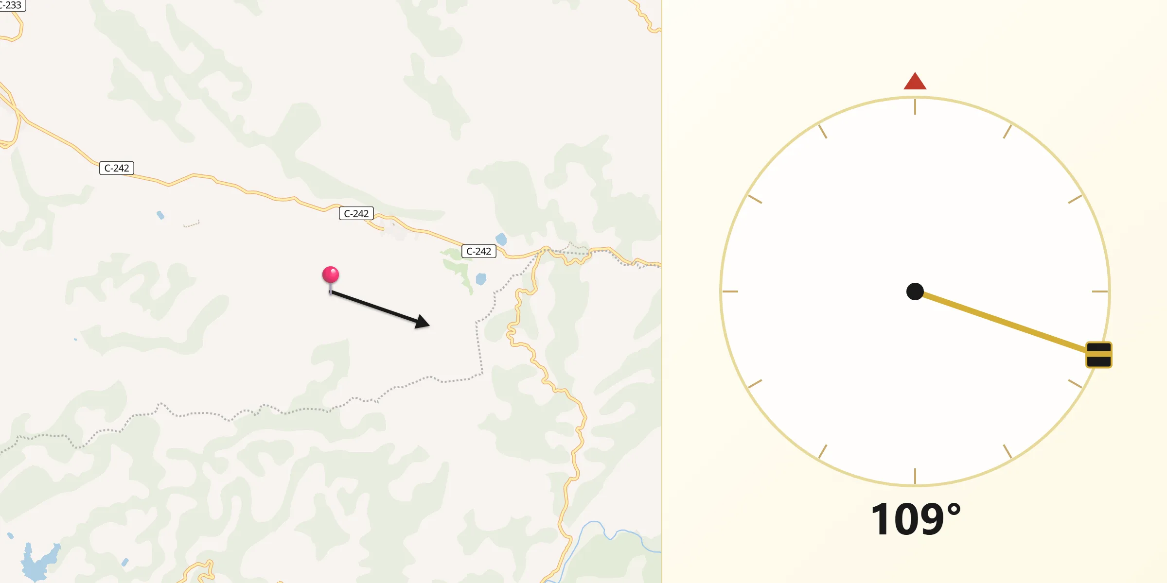 Dirección de la Qibla desde Bellaguarda