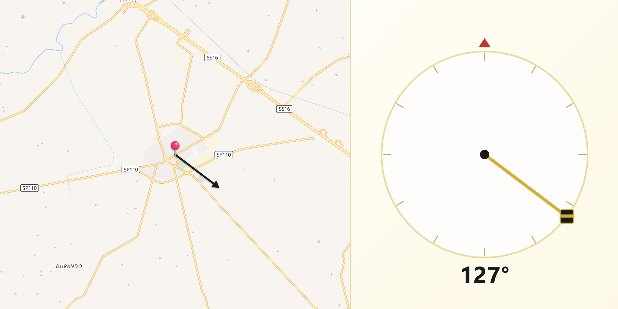 Direzione della Qibla da Orta Nova