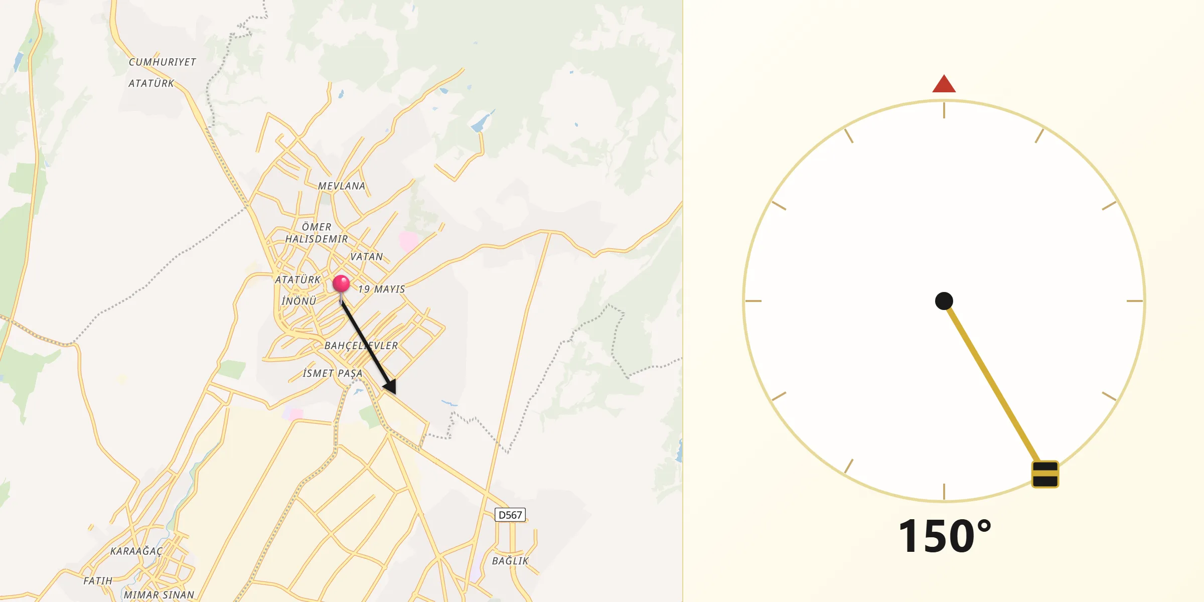 Kapaklı şehrinden Kıble Yönü