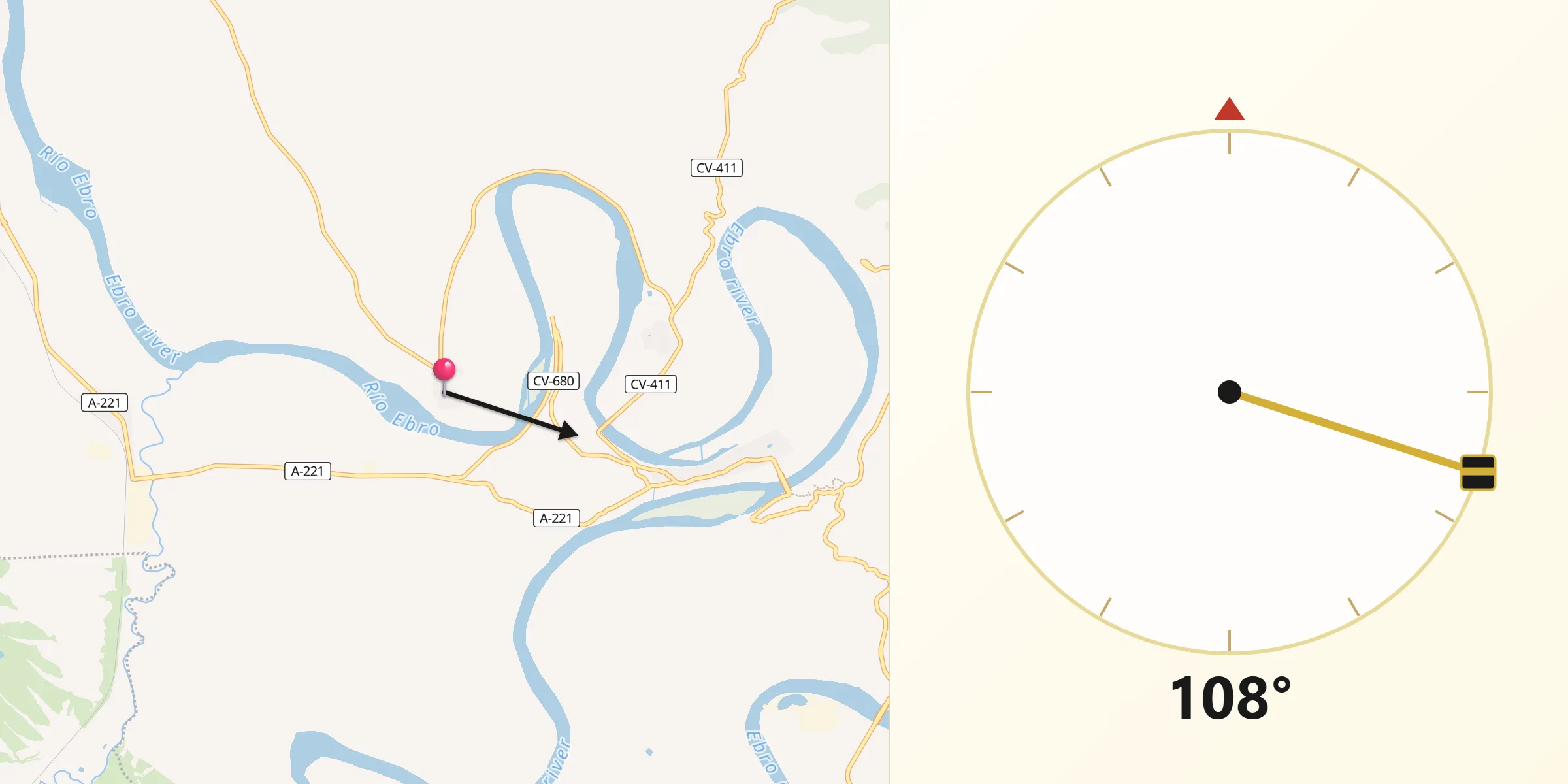 Dirección de la Qibla desde Alforque