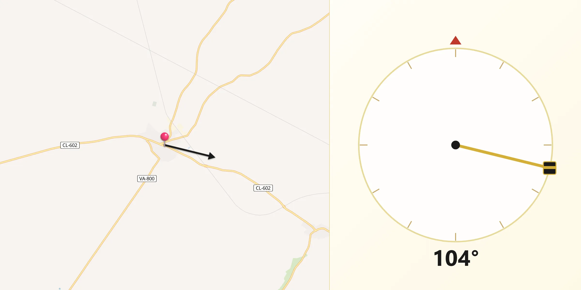 Dirección de la Qibla desde Nava del Rey