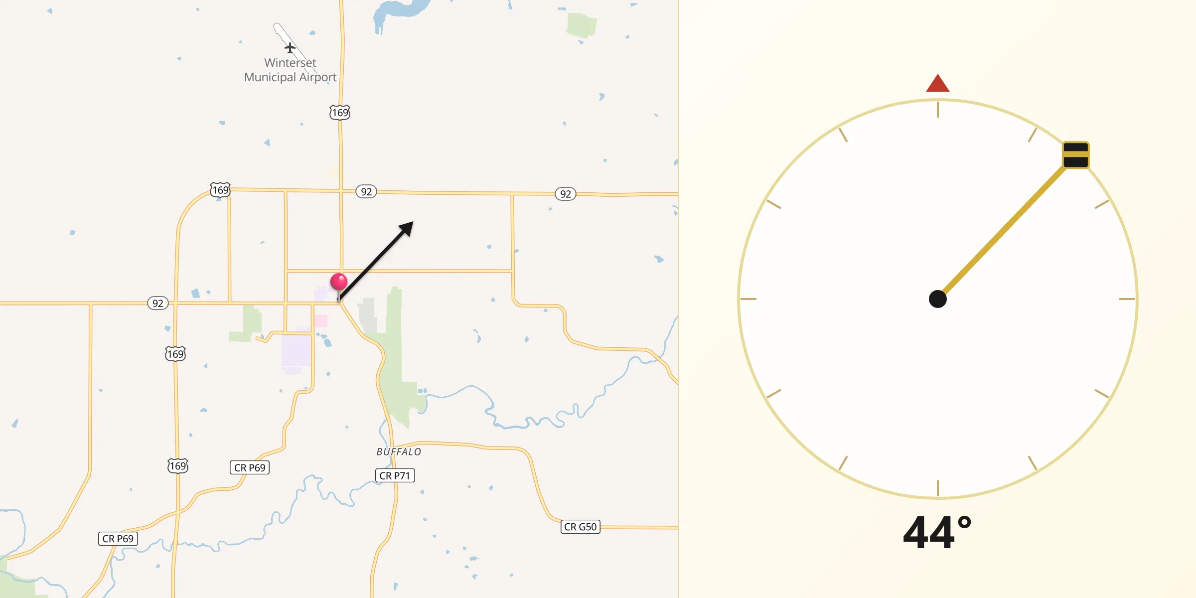 Qibla Direction from Winterset