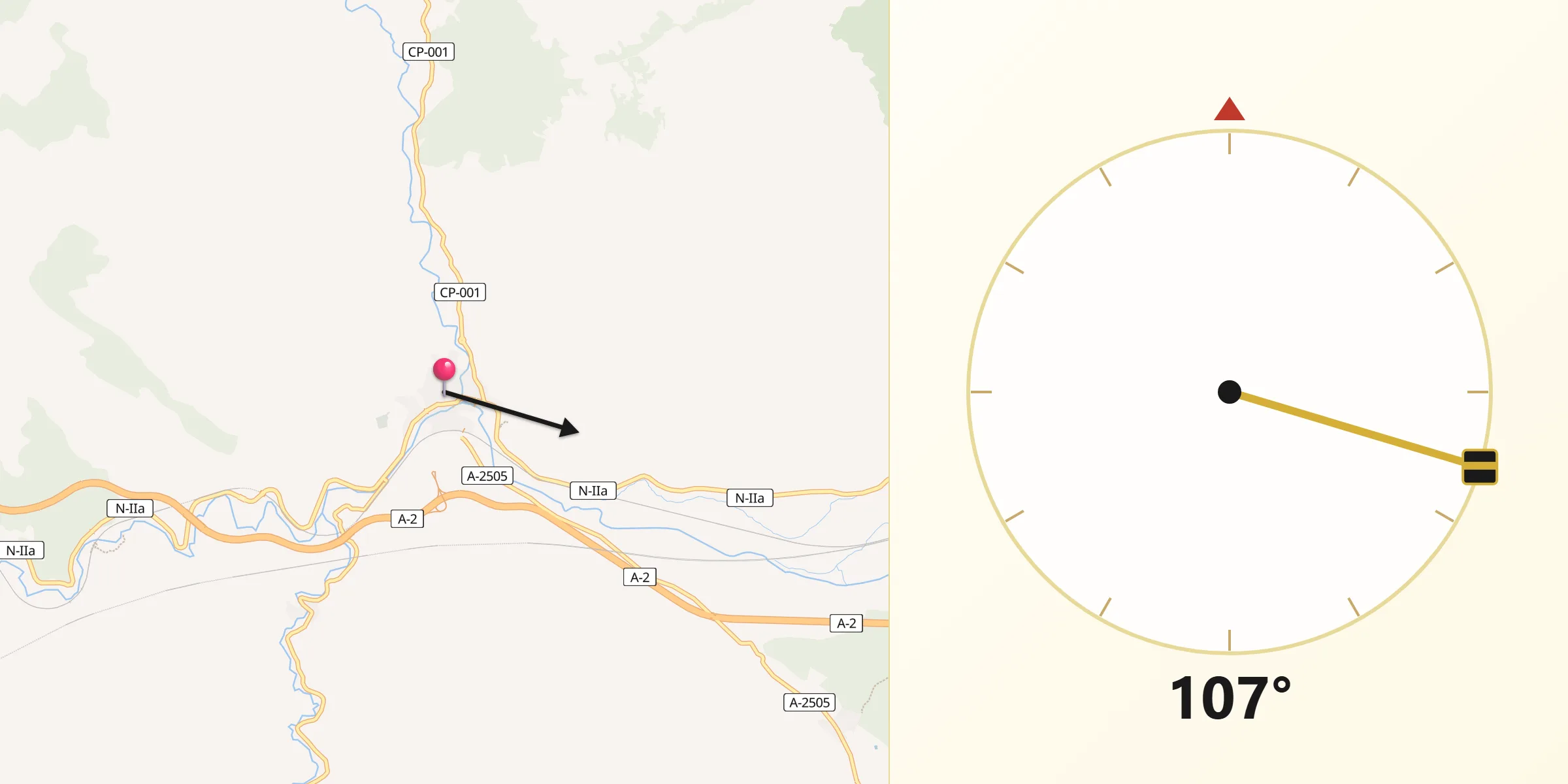 Dirección de la Qibla desde Ateca