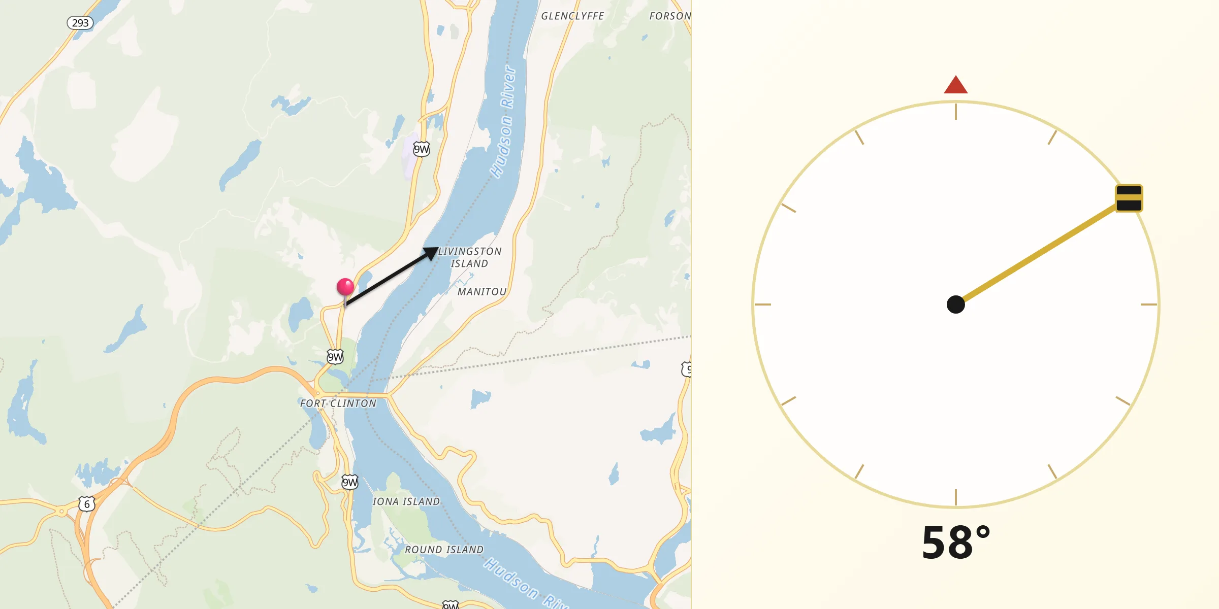 Qibla Direction from Fort Montgomery