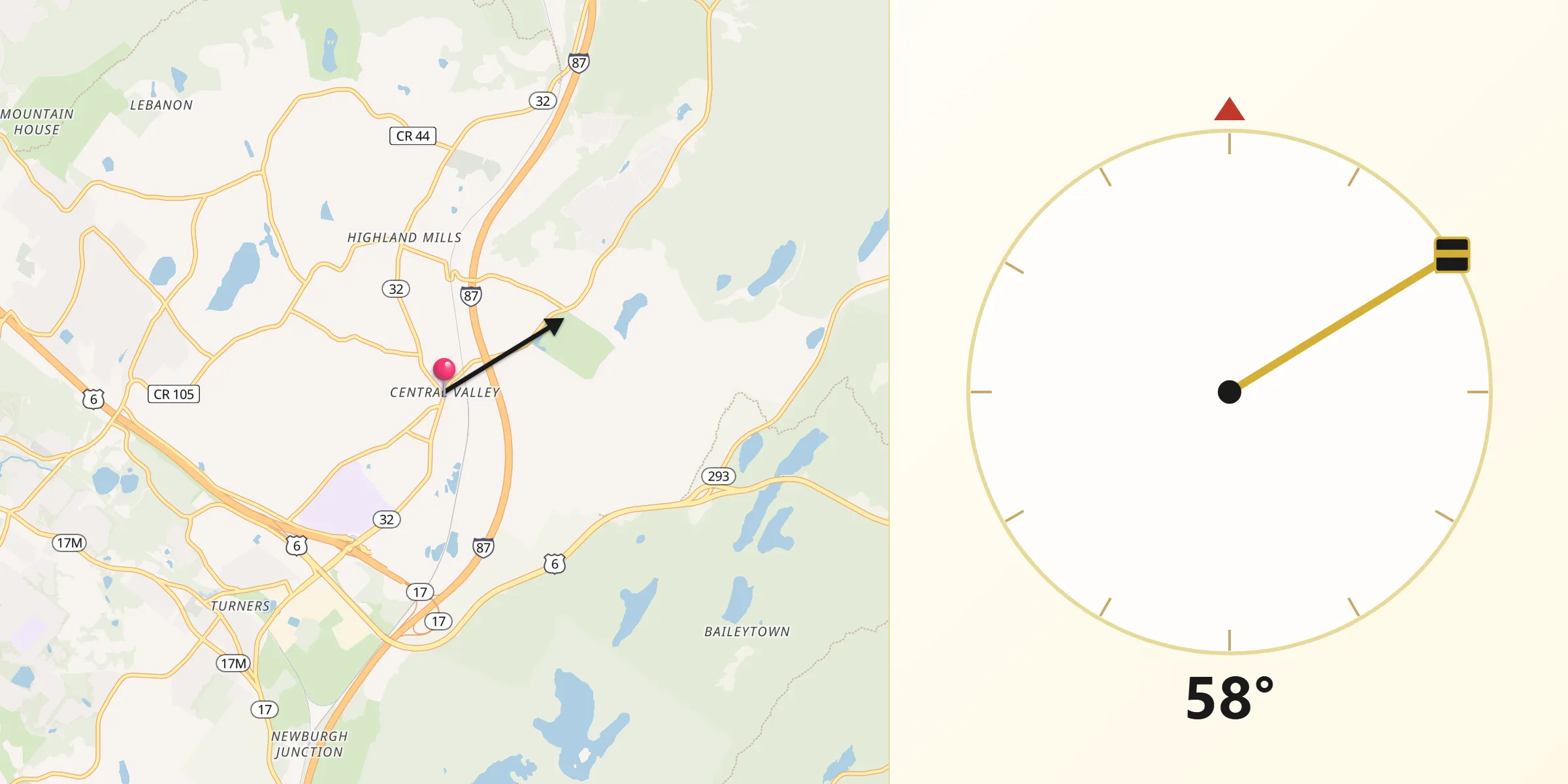 Qibla Direction from Central Valley