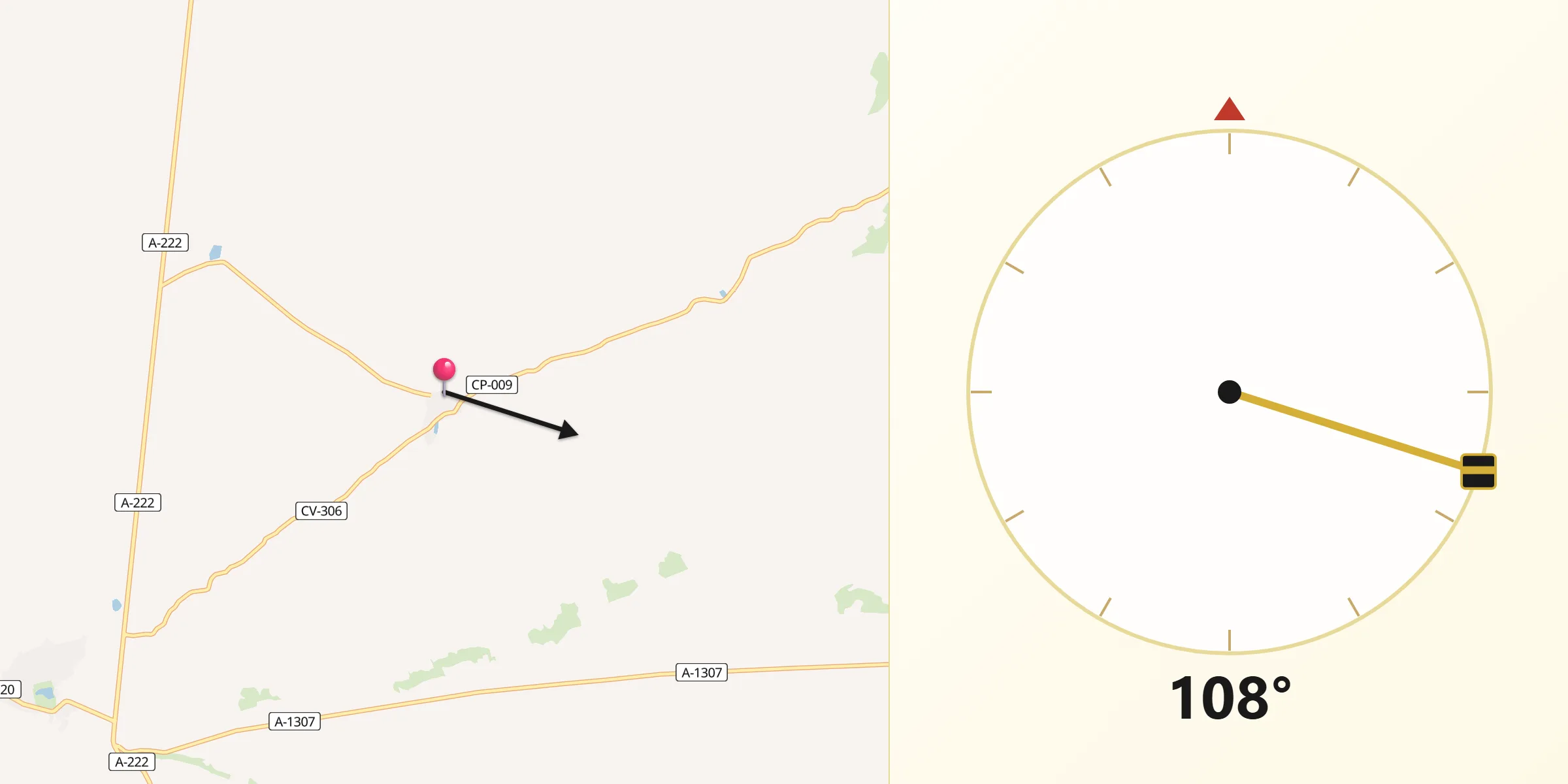 Dirección de la Qibla desde Codo