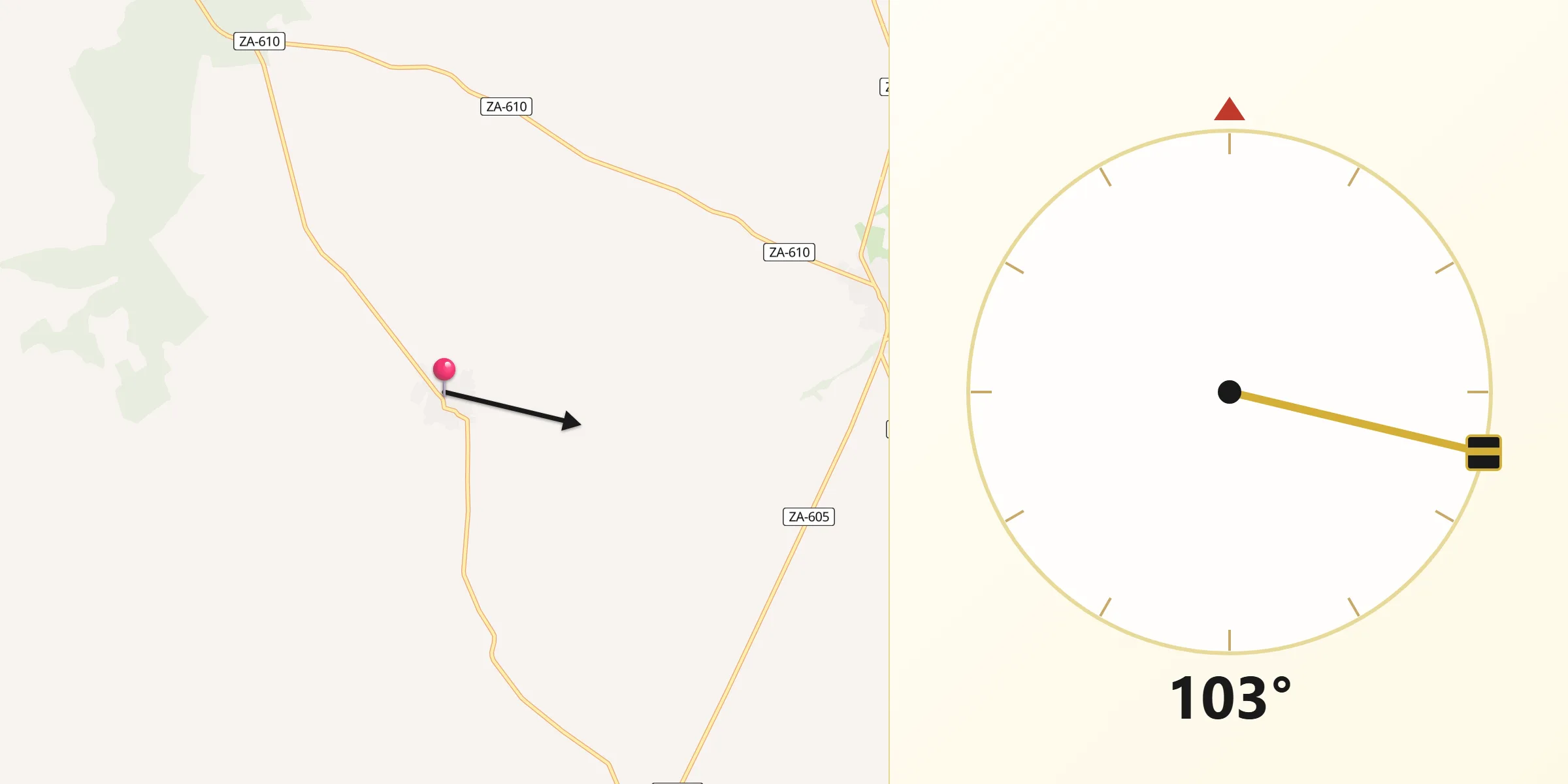 Dirección de la Qibla desde El Pego