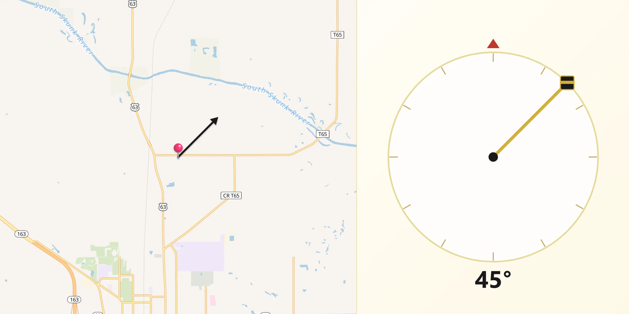 Qibla Direction from Mahaska