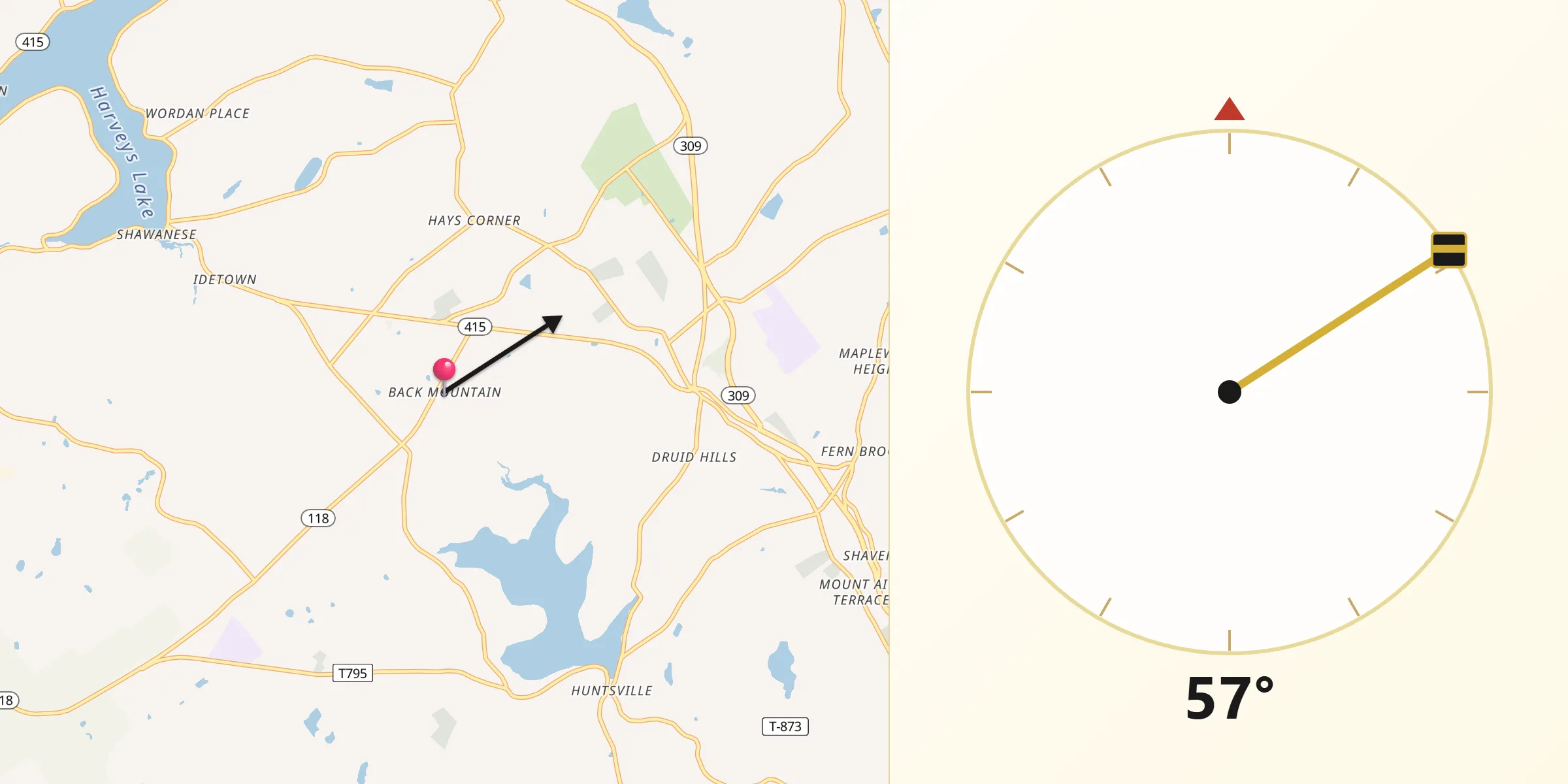 Qibla Direction from Back Mountain
