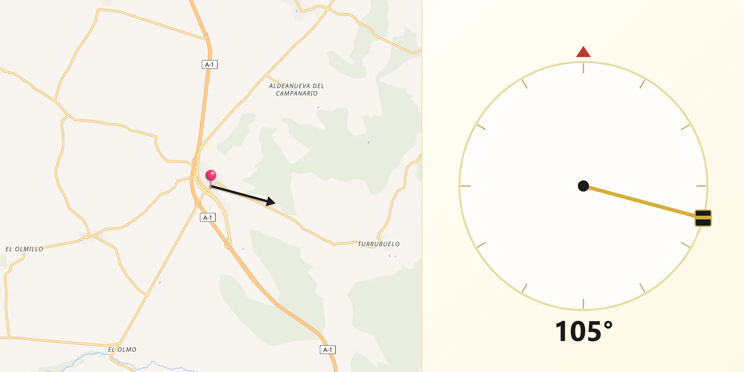Dirección de la Qibla desde Boceguillas