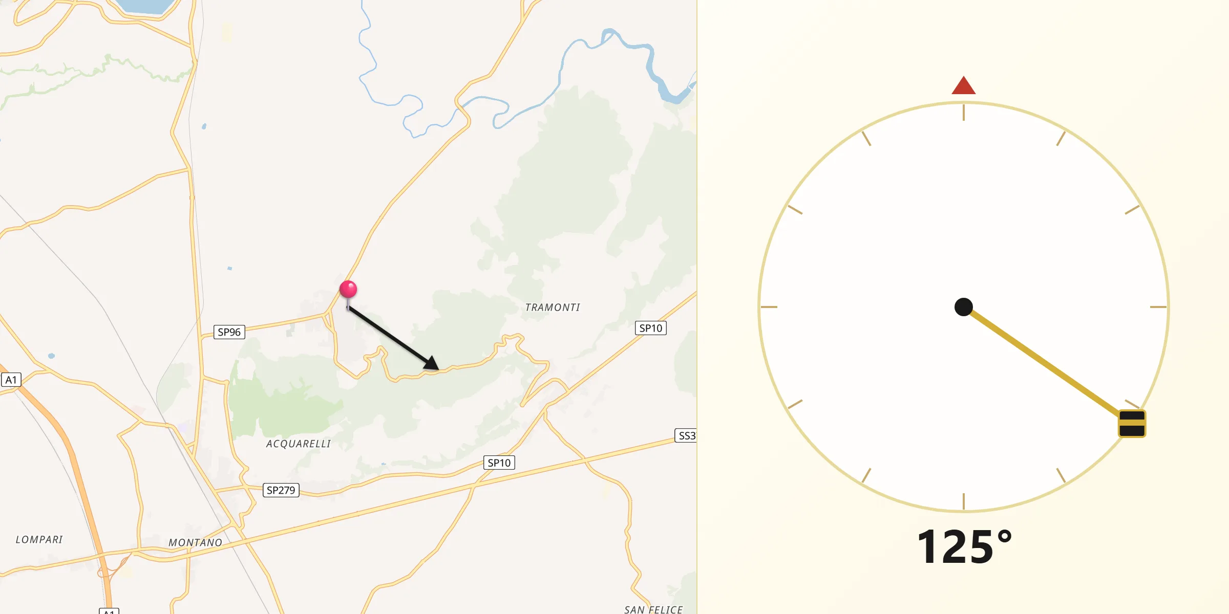 Direzione della Qibla da Vairano-Patenora