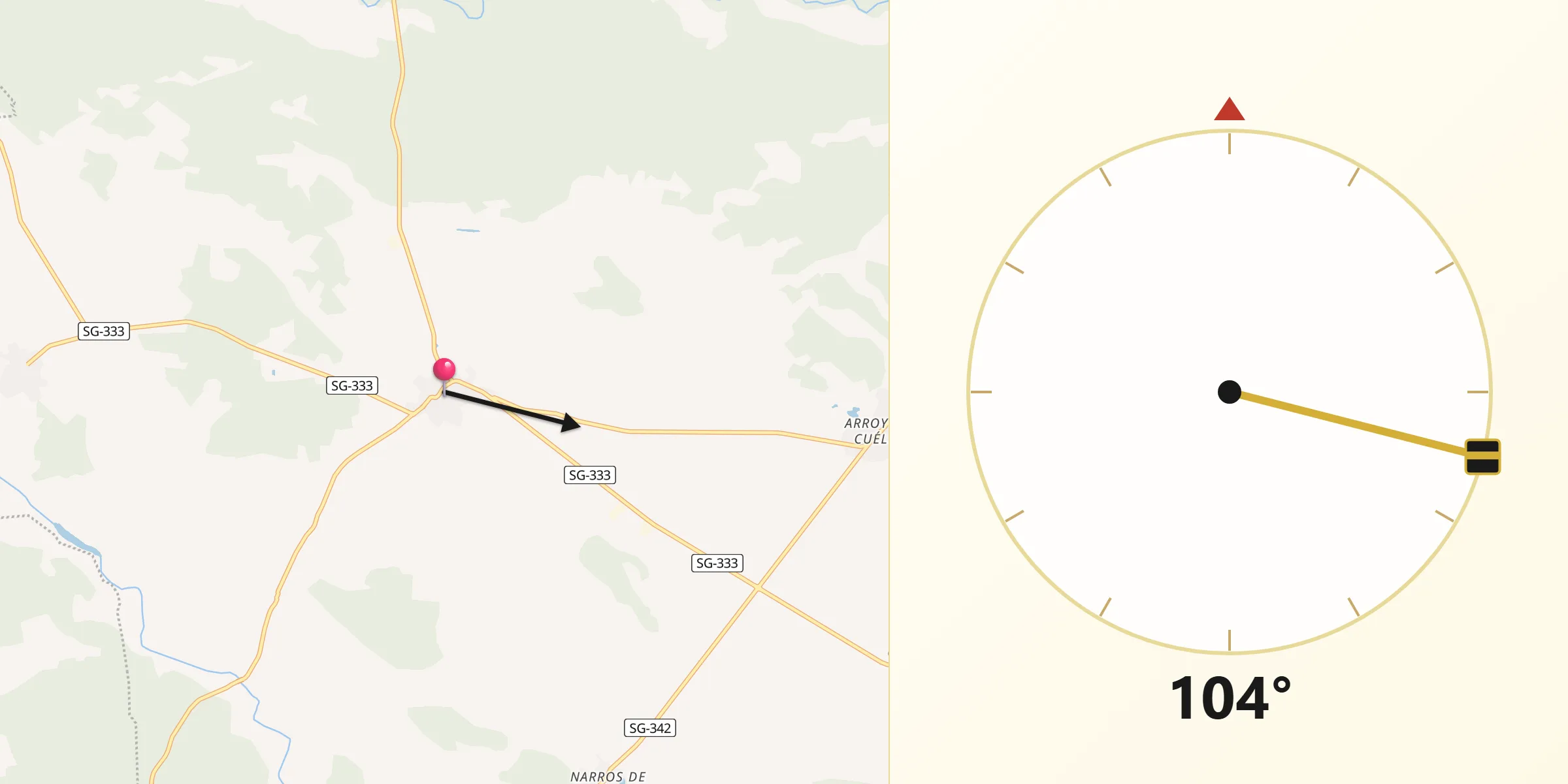 Dirección de la Qibla desde Chañe