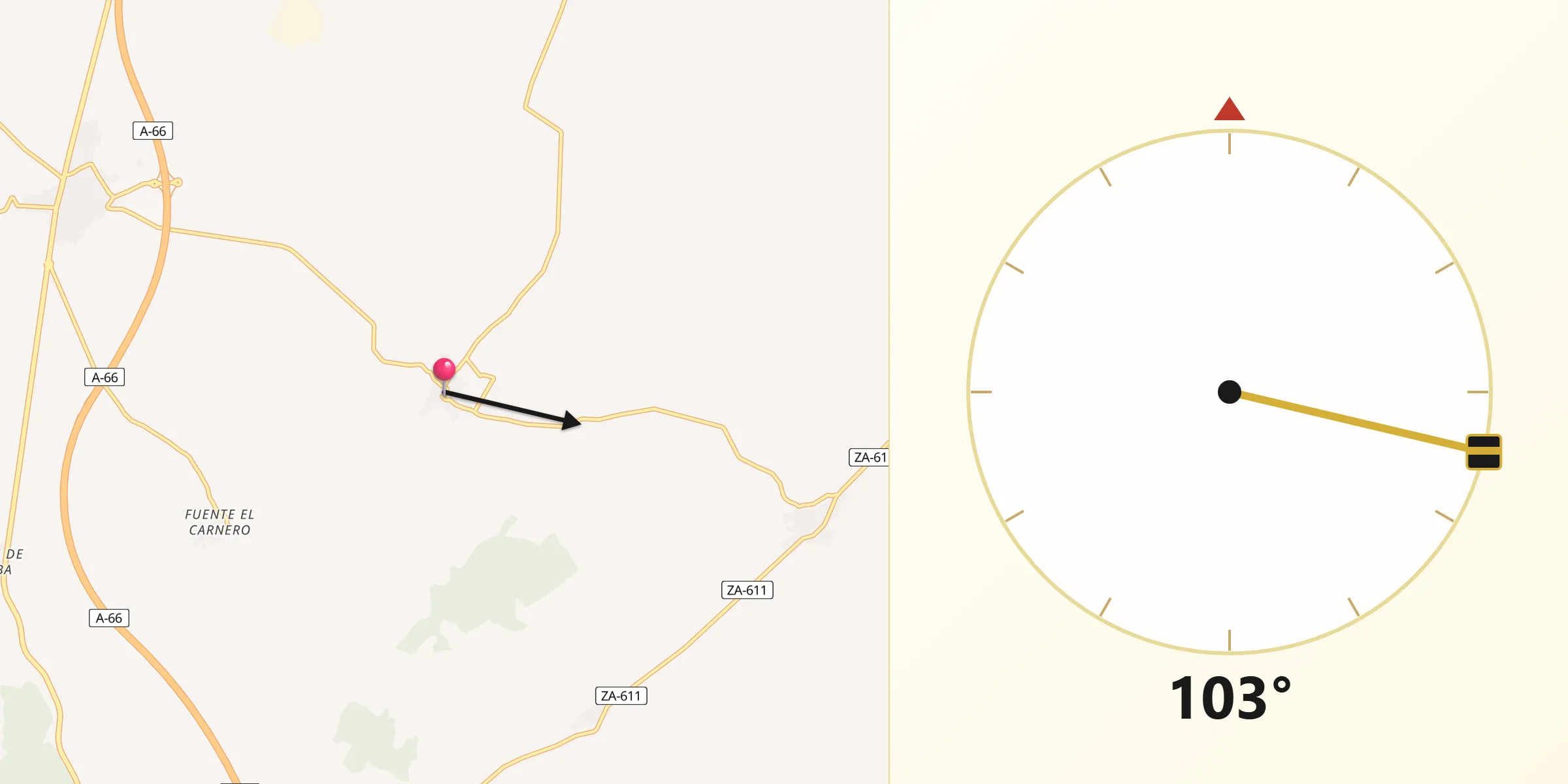Dirección de la Qibla desde Santa Clara de Avedillo