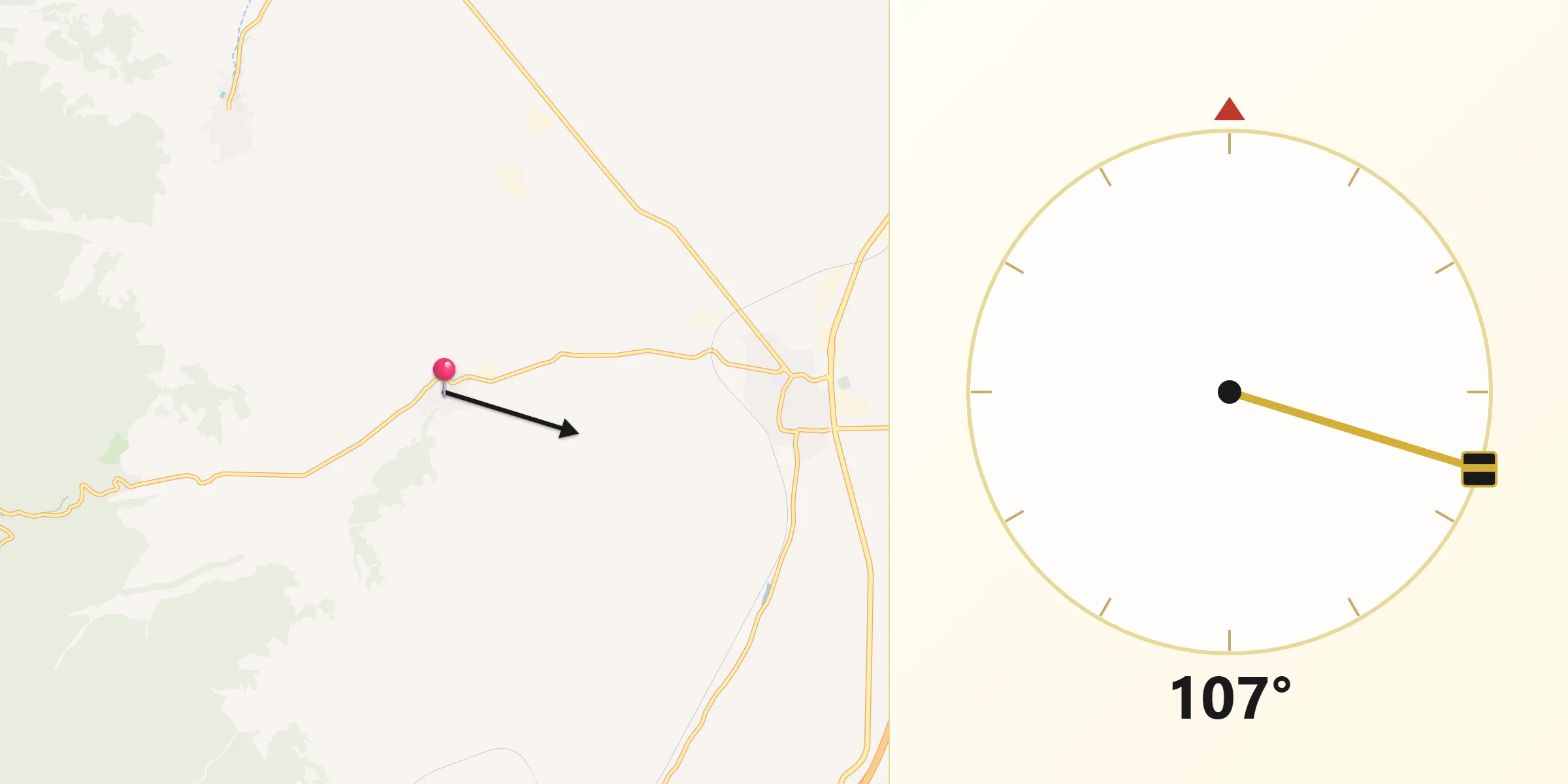 Dirección de la Qibla desde Aguarón
