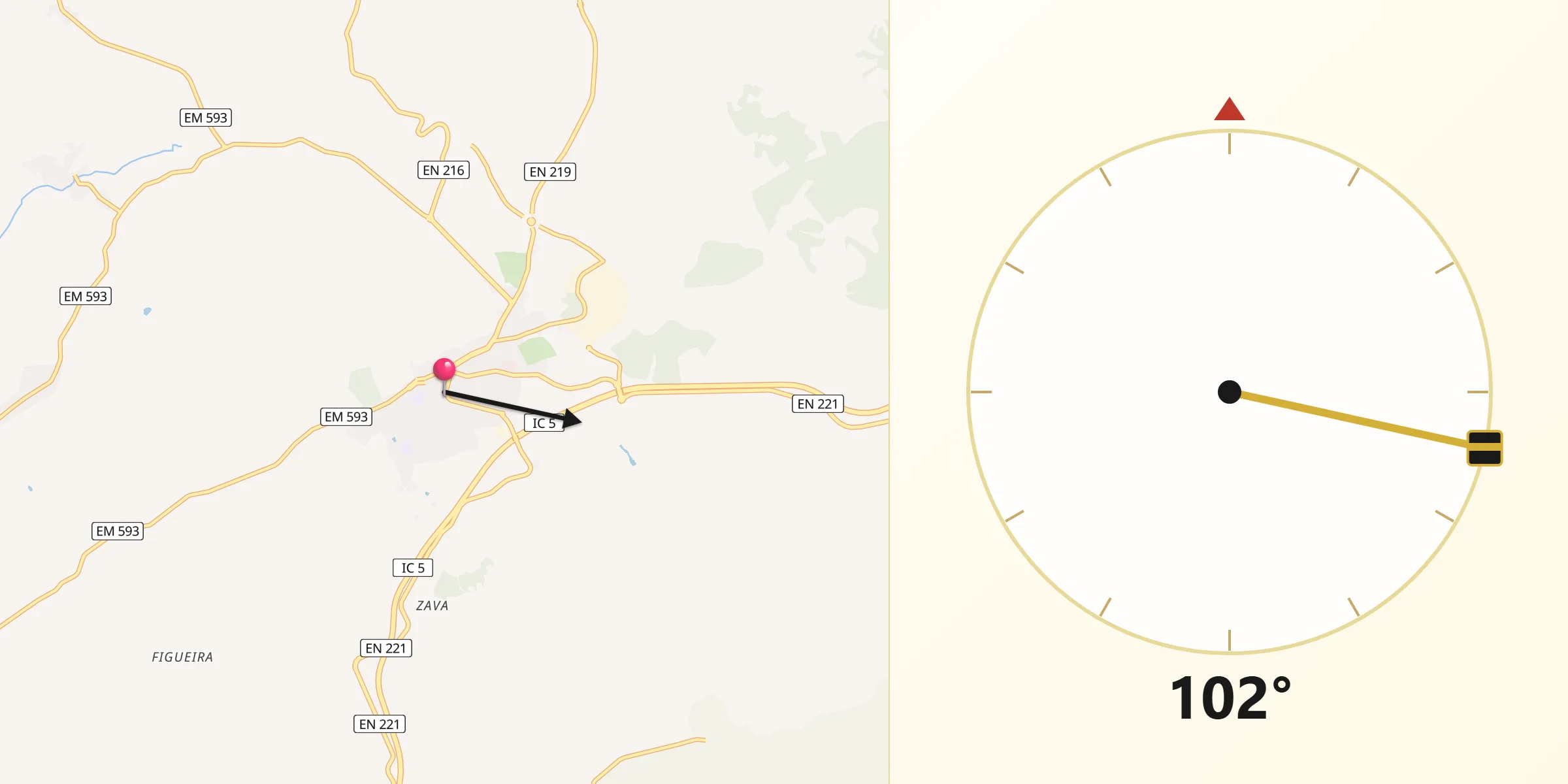 Direção da Qibla a partir de Mogadouro