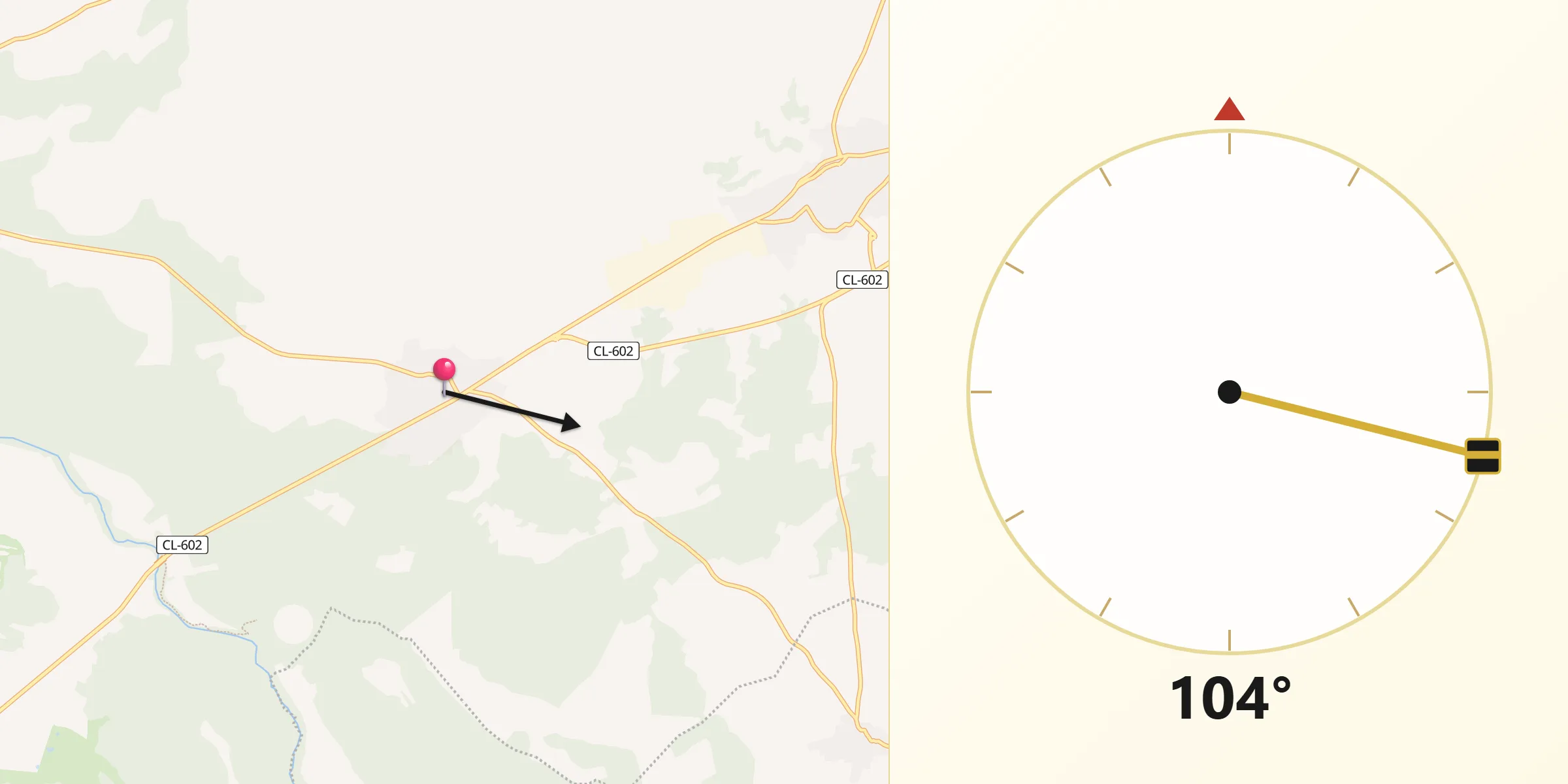 Dirección de la Qibla desde Pedrajas de San Esteban