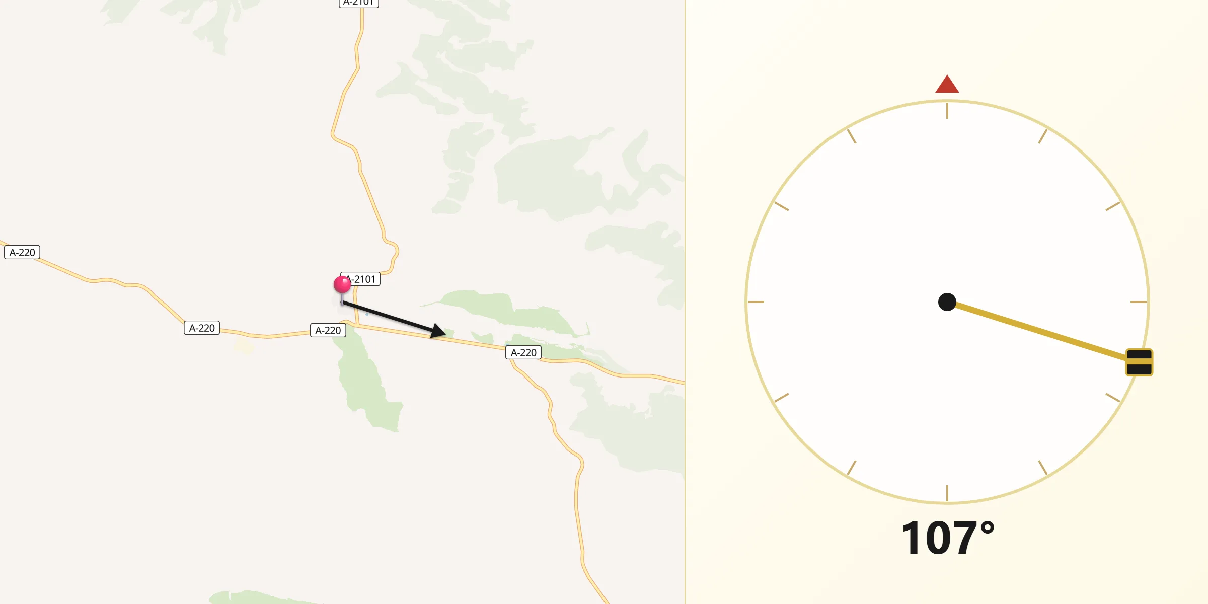 Dirección de la Qibla desde Fuendetodos