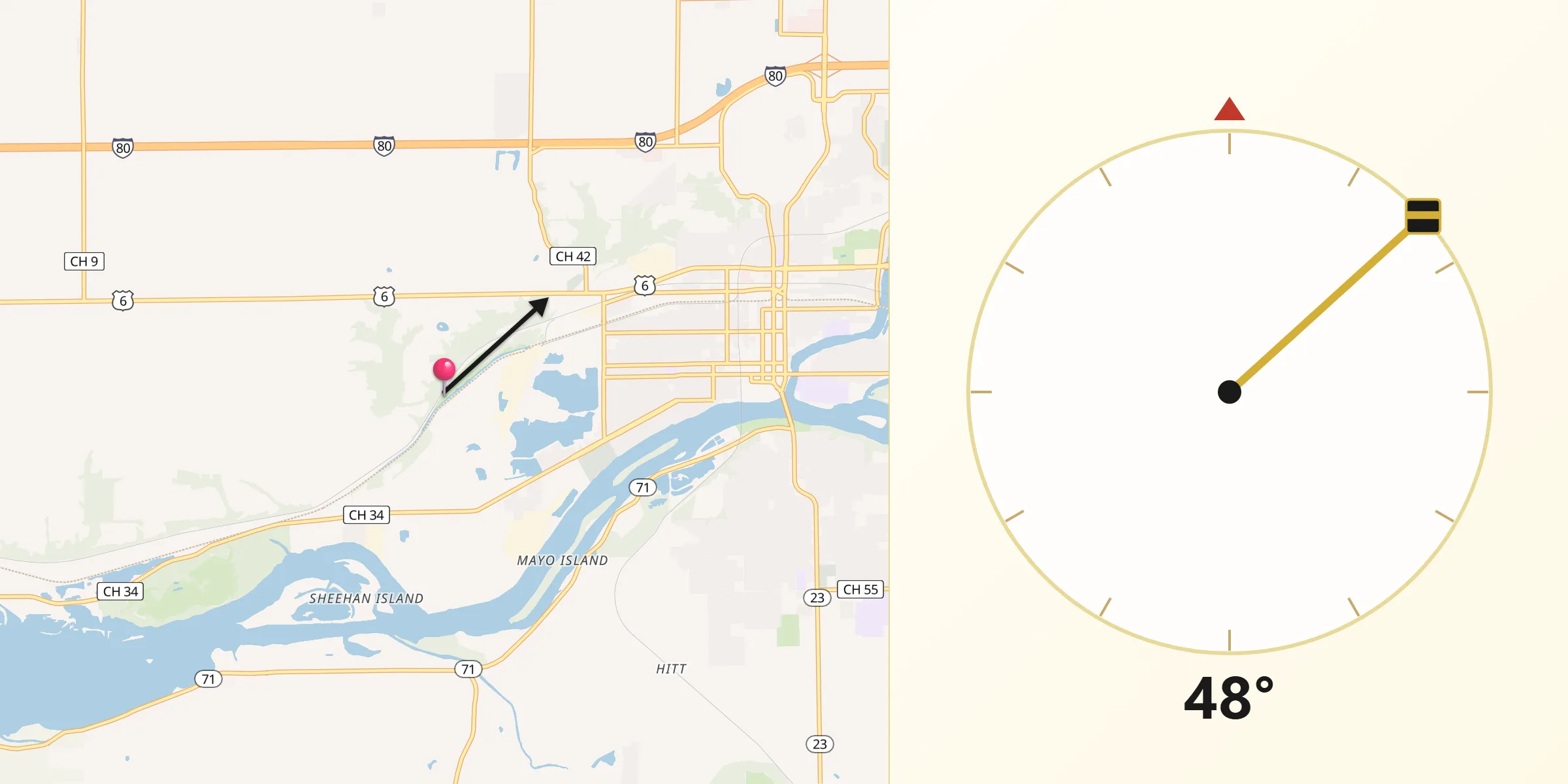 Qibla Direction from LaSalle