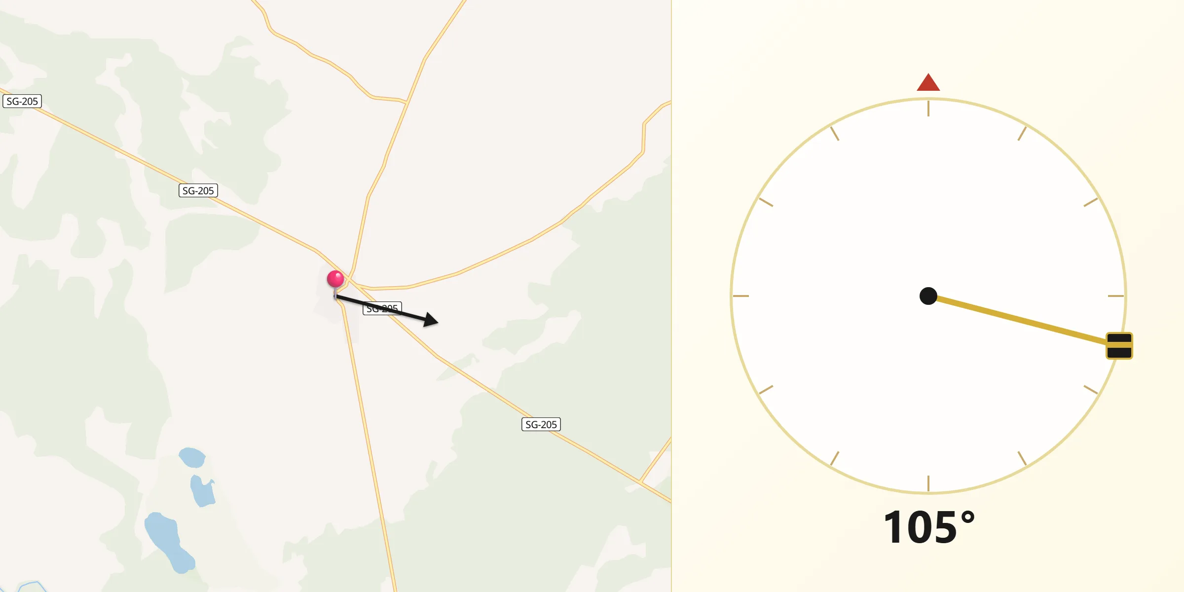 Dirección de la Qibla desde Hontalbilla