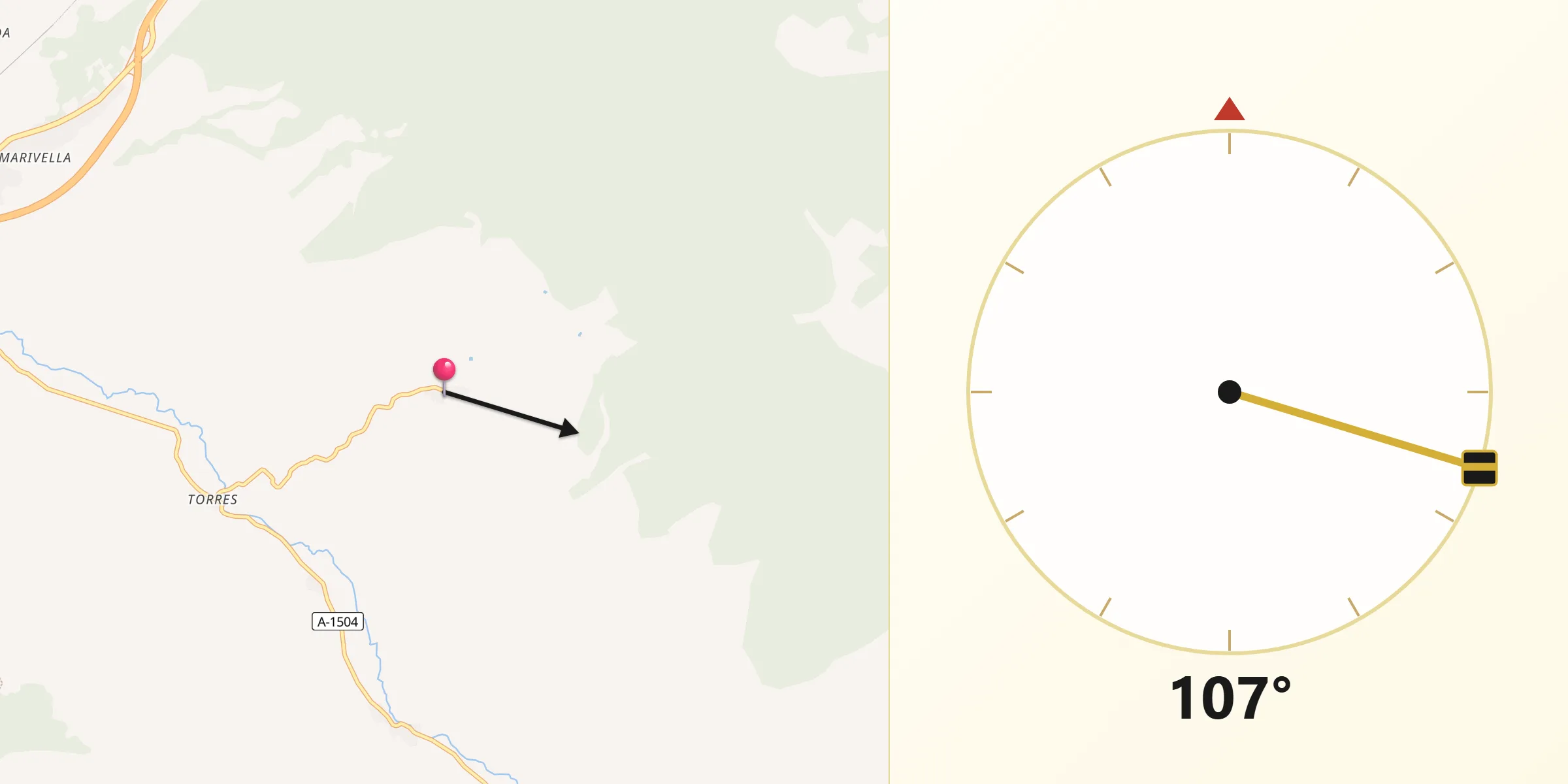 Dirección de la Qibla desde Sediles