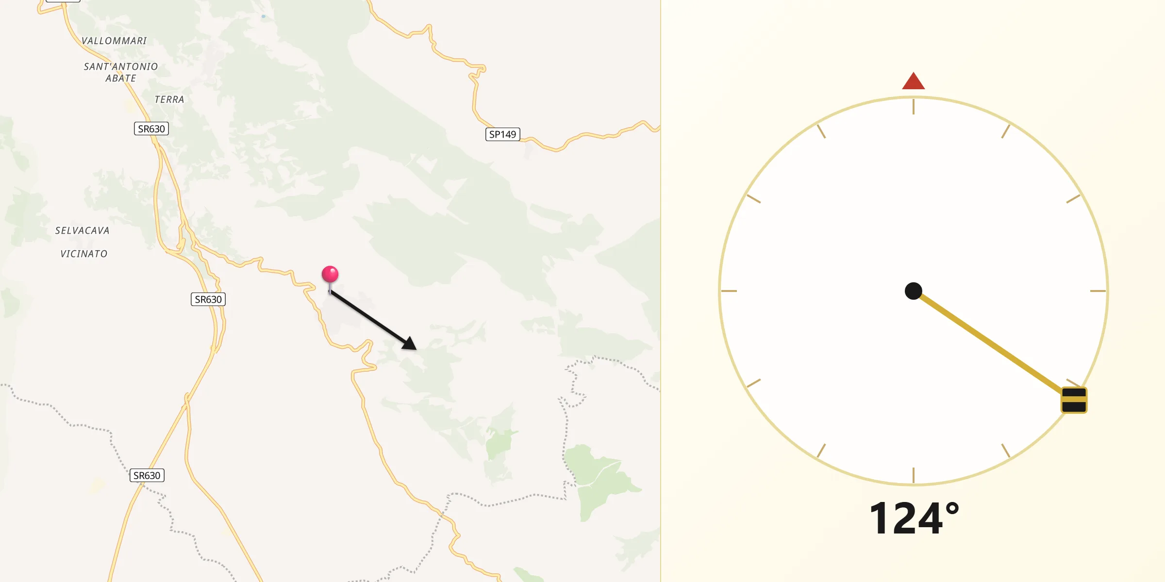 Direzione della Qibla da Coreno Ausonio