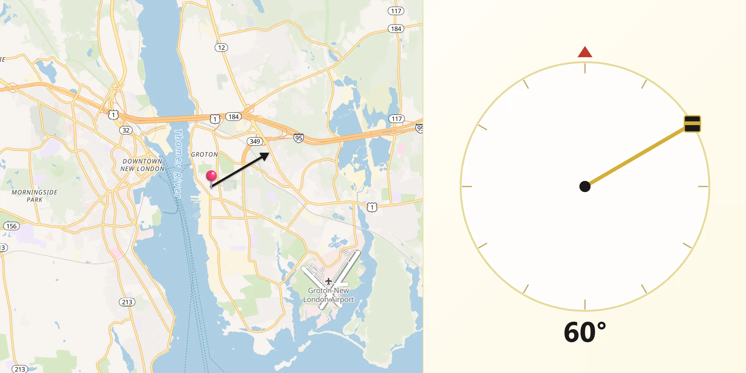 Qibla Direction from Groton