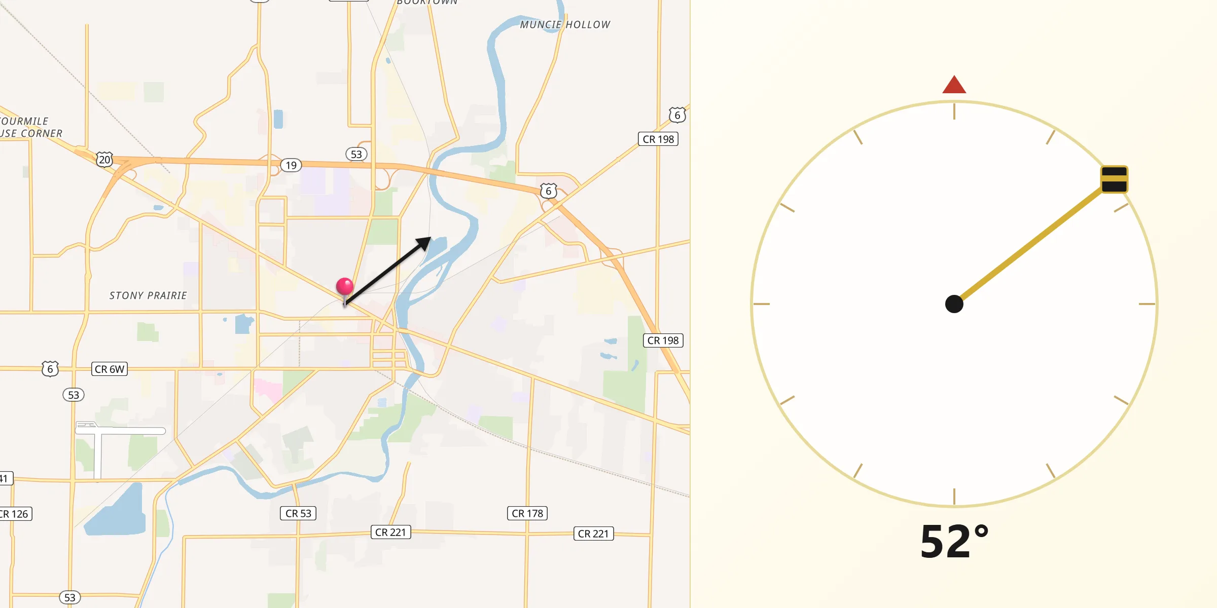 Dirección de la Qibla desde Fremont