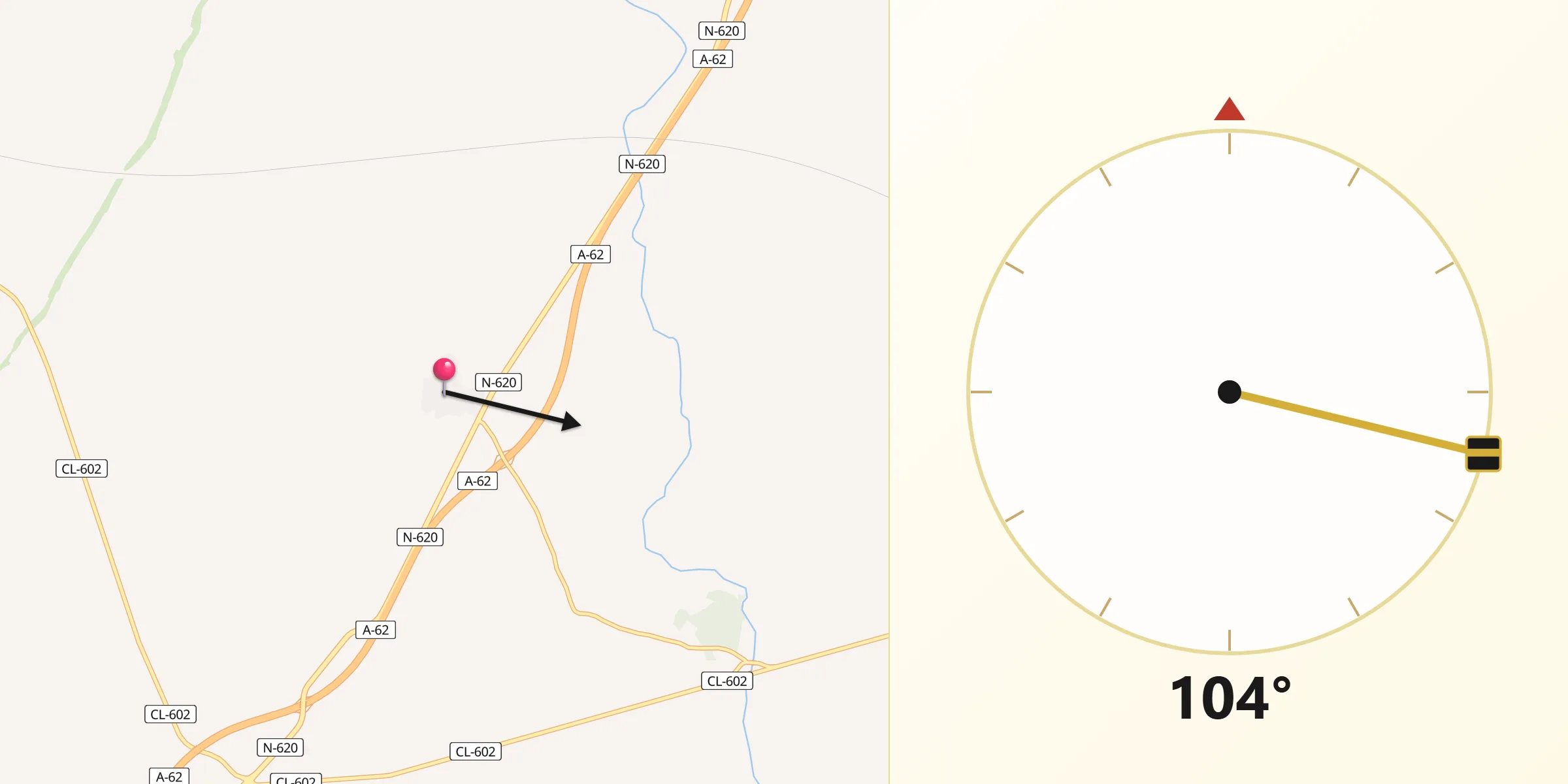 Dirección de la Qibla desde Siete Iglesias de Trabancos