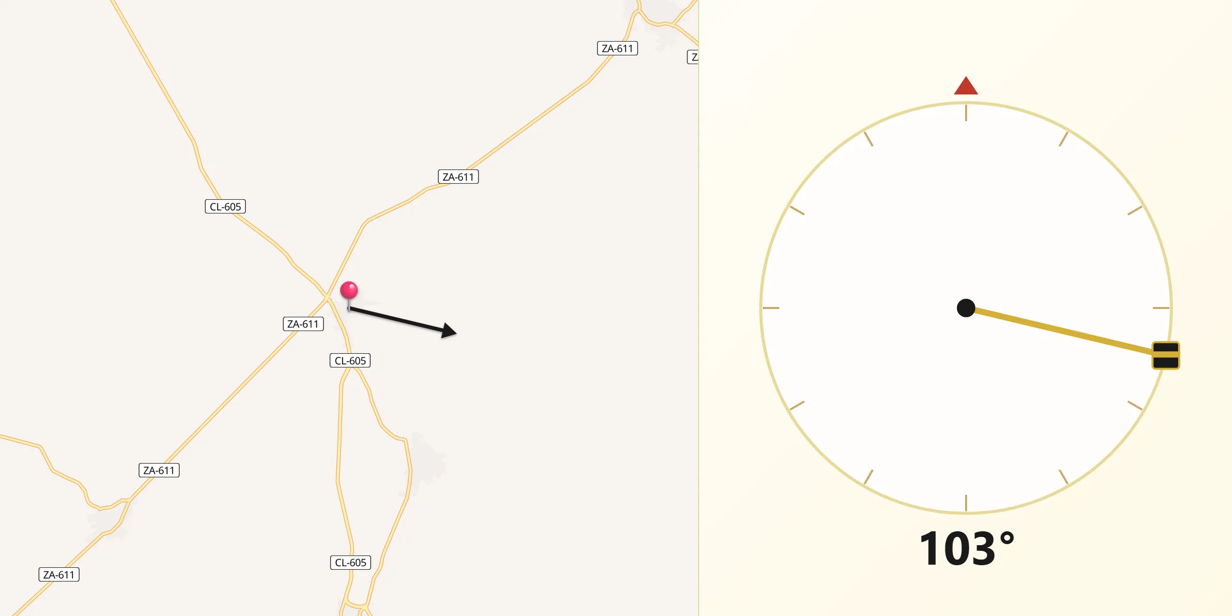 Dirección de la Qibla desde El Piñero