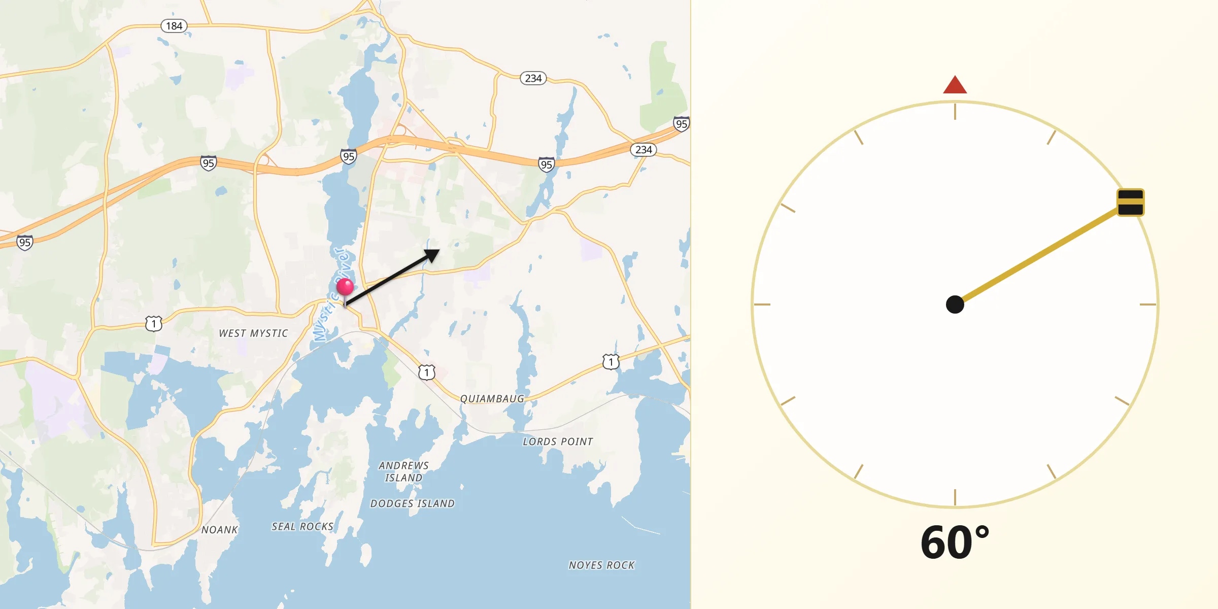 Qibla Direction from Mystic