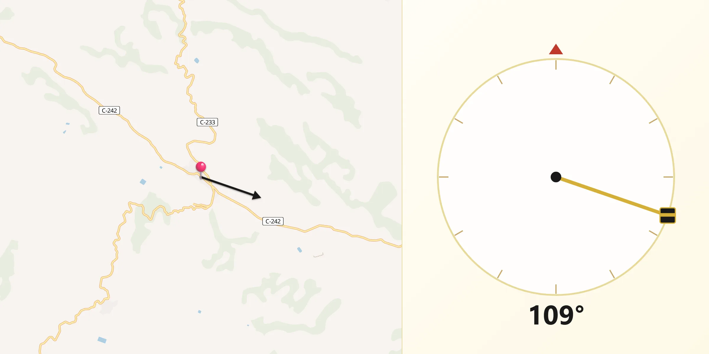 Dirección de la Qibla desde La Granadella