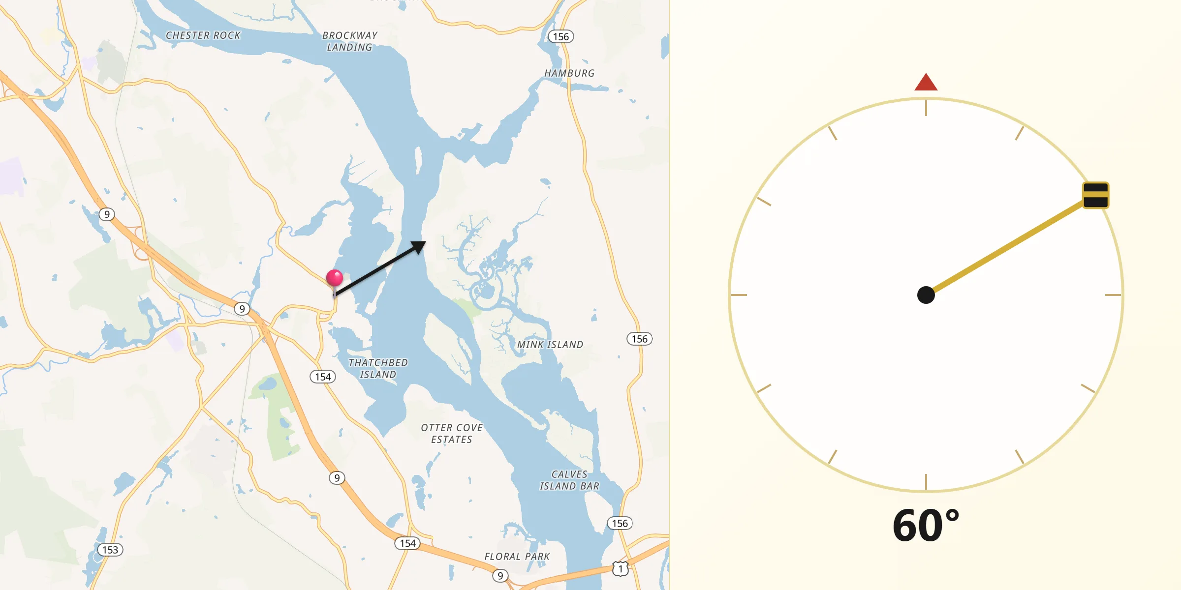 Qibla Direction from Essex Village