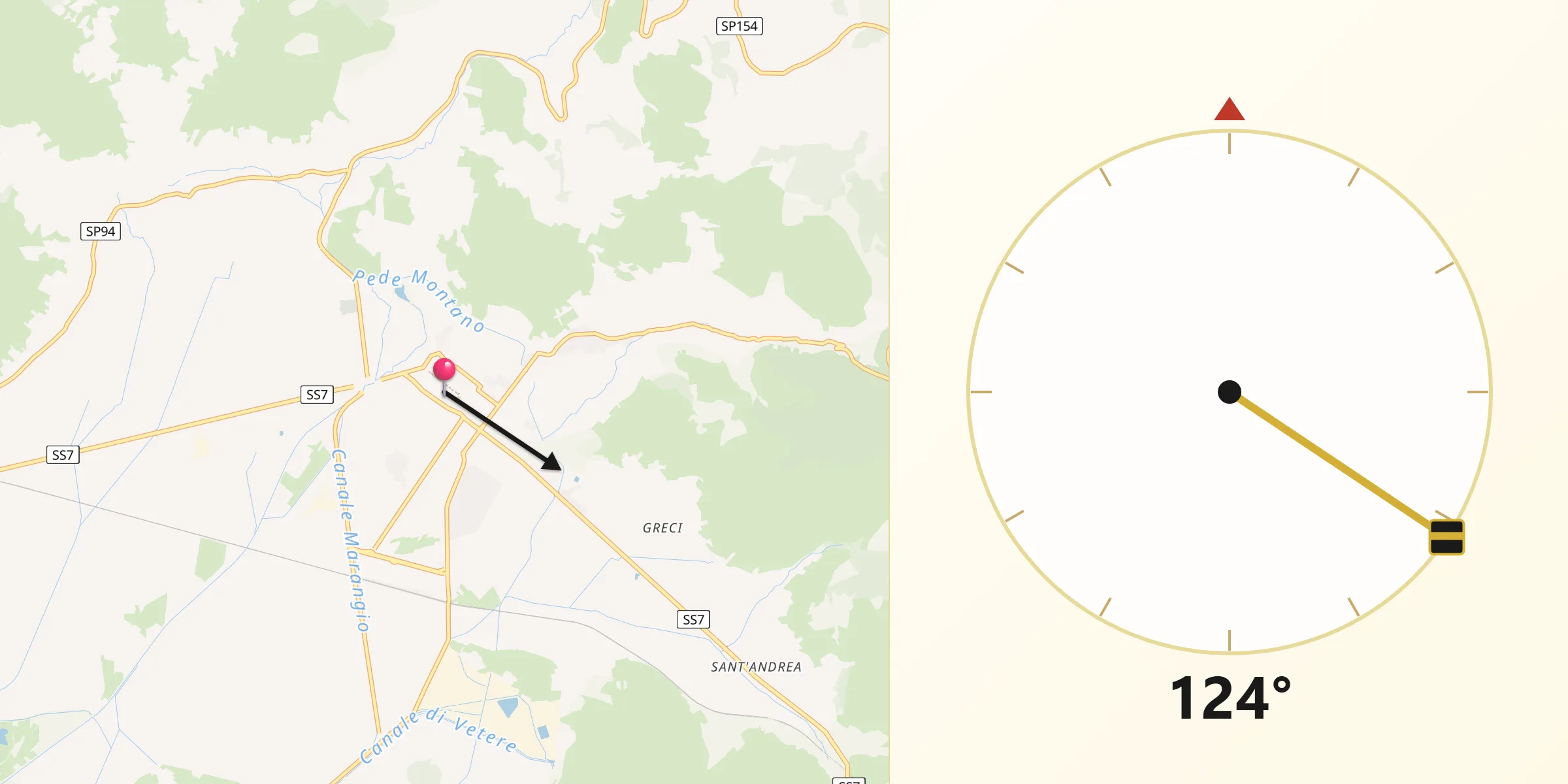 Direzione della Qibla da Fondi