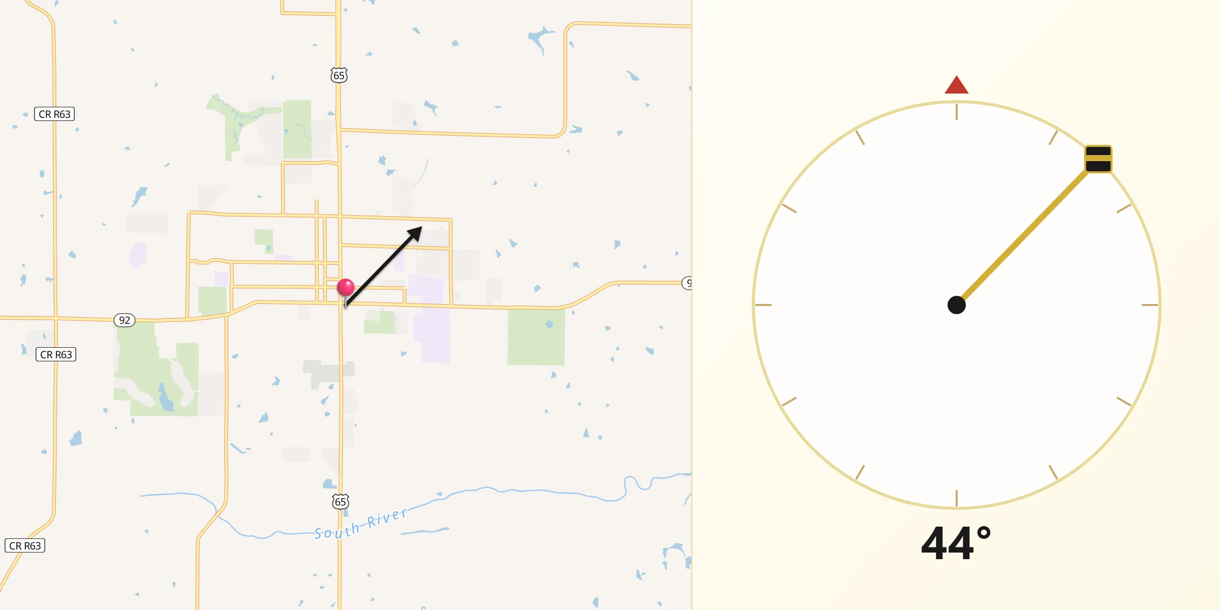 Qibla Direction from Indianola
