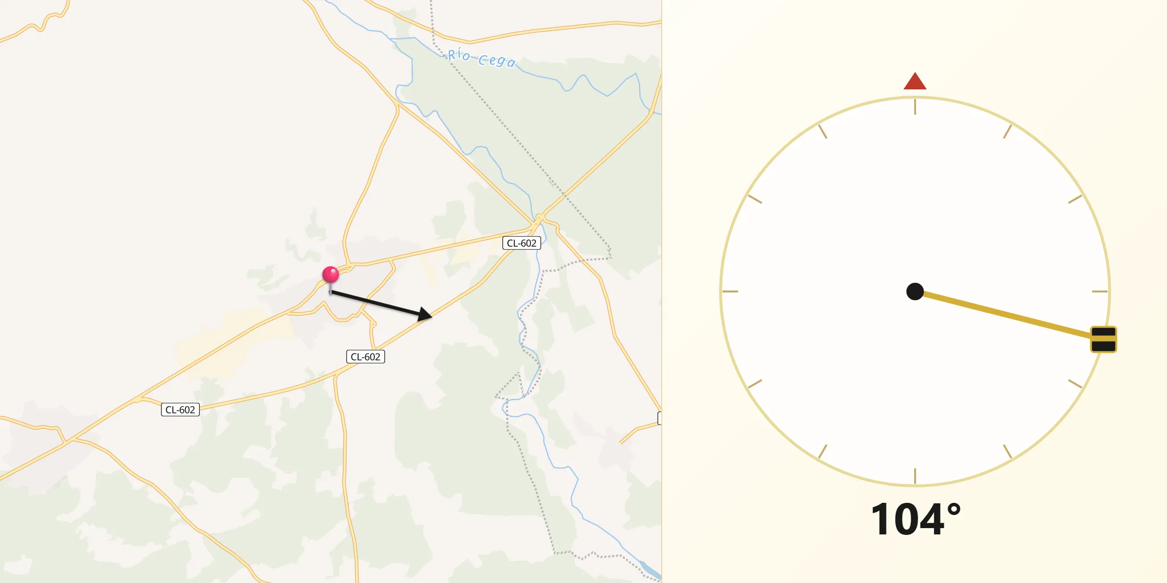 Dirección de la Qibla desde Iscar
