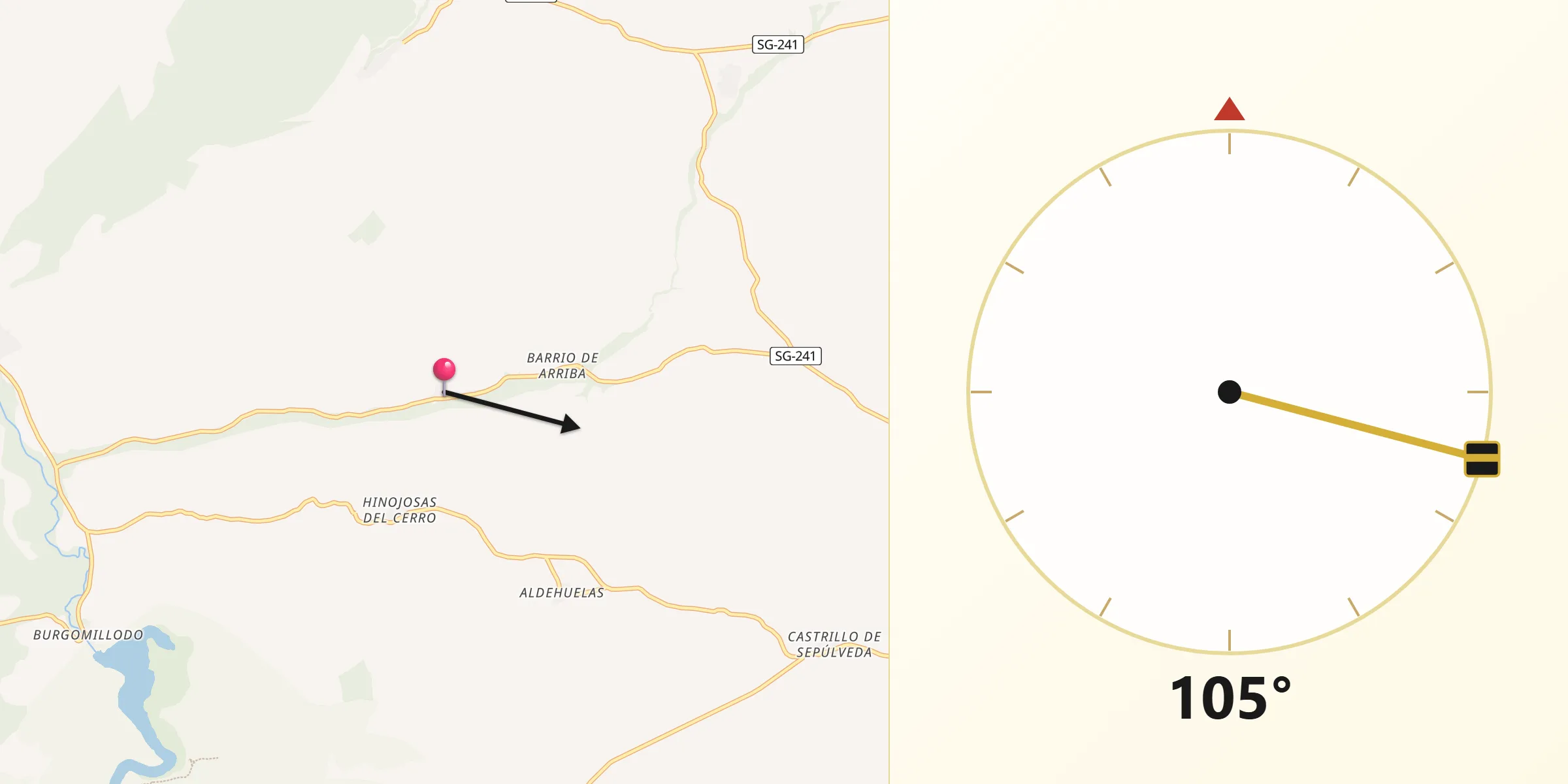 Dirección de la Qibla desde Valle de Tabladillo