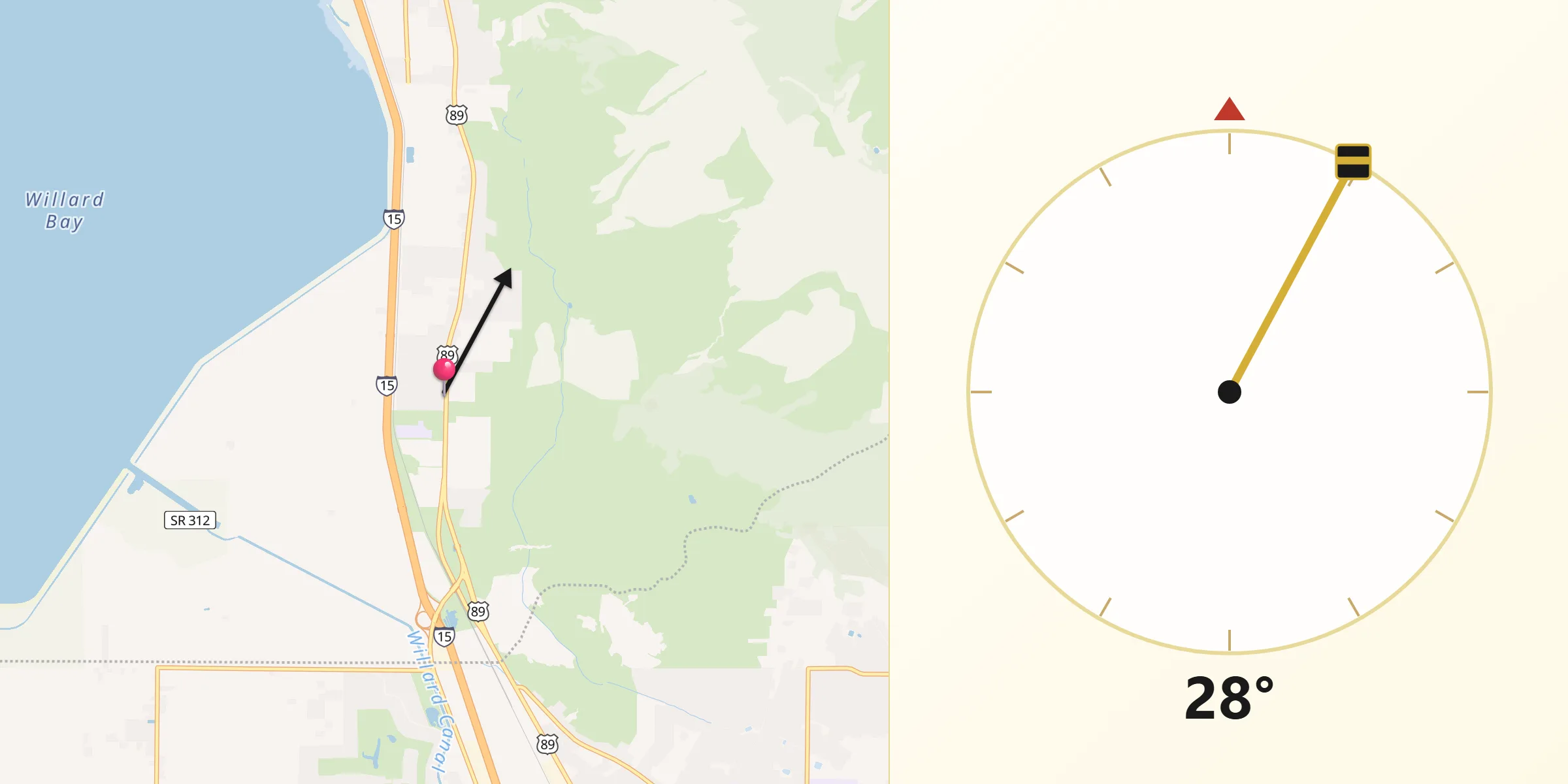 Qibla Direction from South Willard