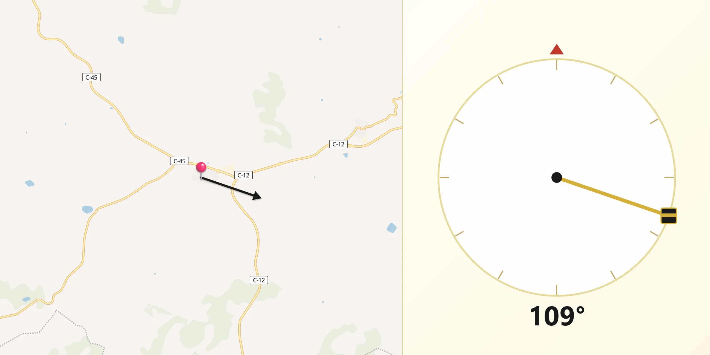 Dirección de la Qibla desde Maials