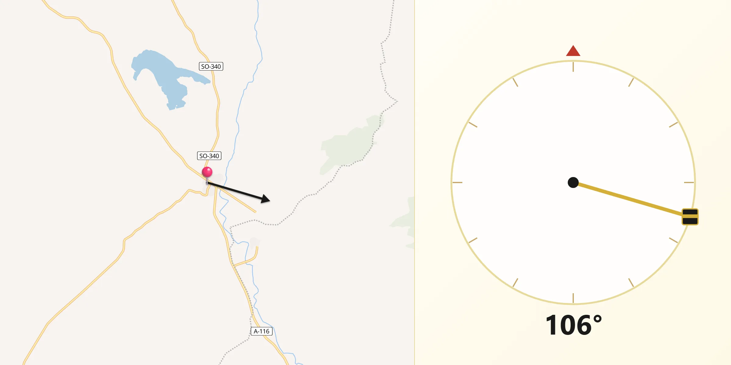 Dirección de la Qibla desde Monteagudo de las Vicarías