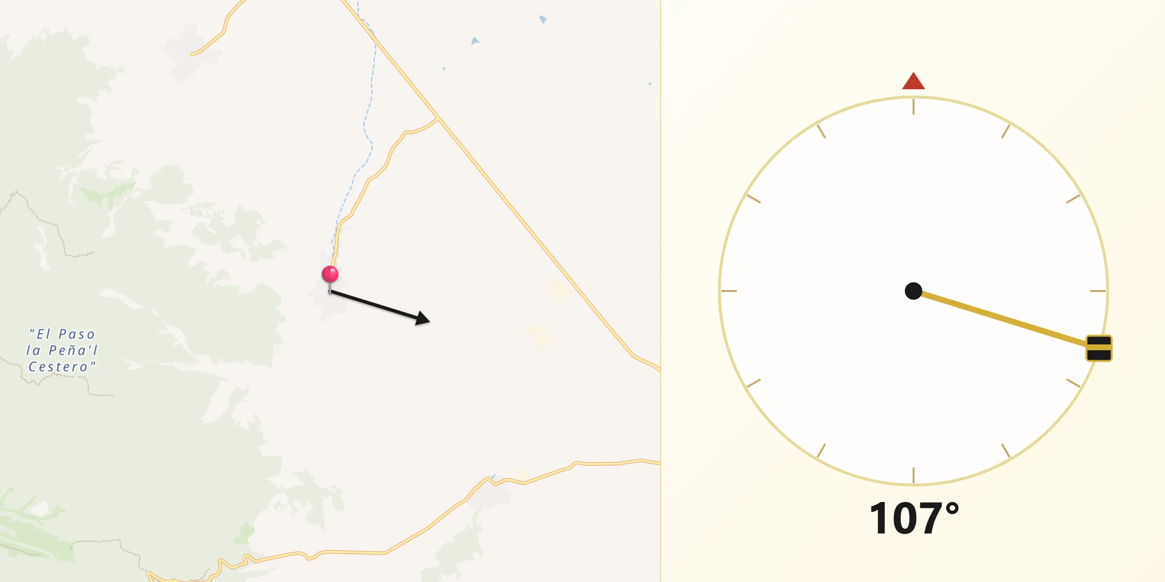 Dirección de la Qibla desde Cosuenda