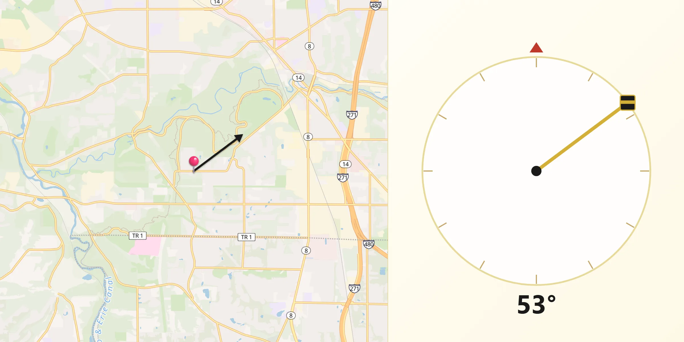 Qibla Direction from Walton Hills