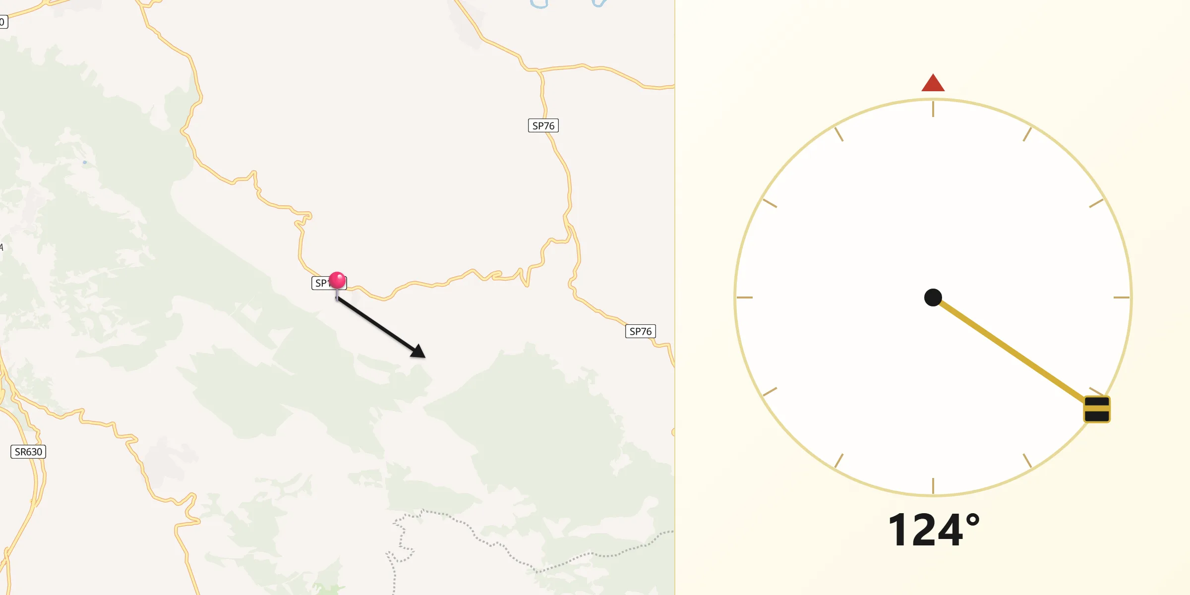 Direzione della Qibla da Vallemaio