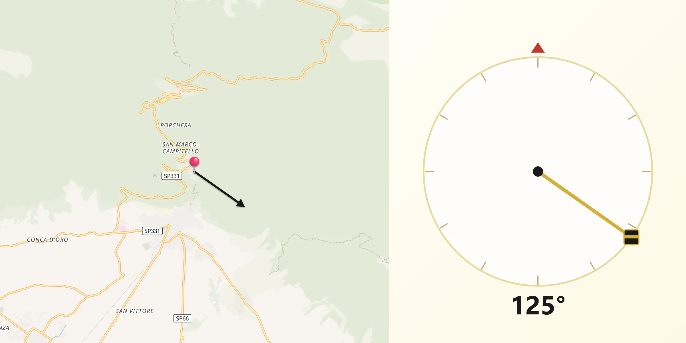 Direzione della Qibla da Castello del Matese