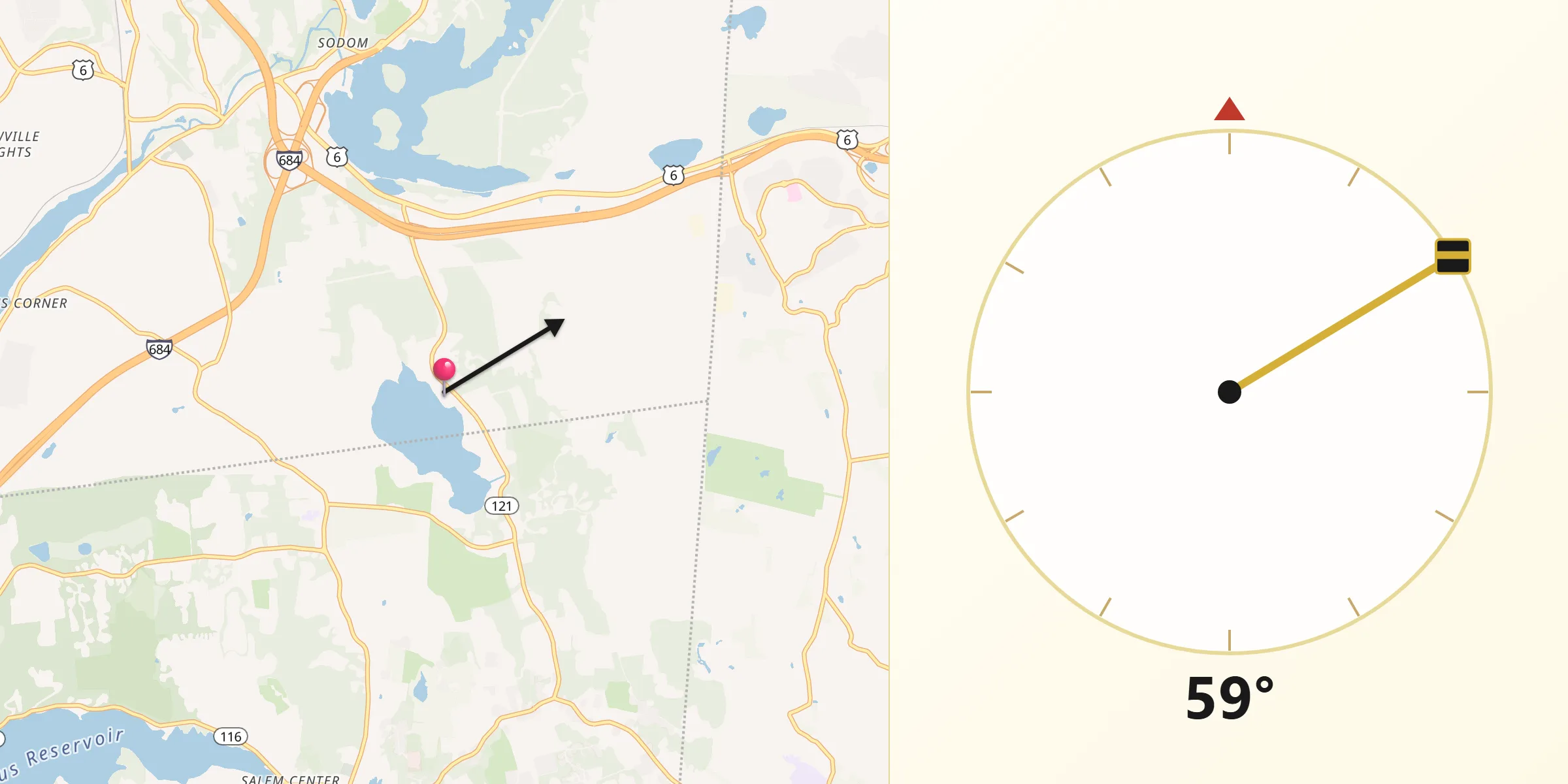 Qibla Direction from Peach Lake