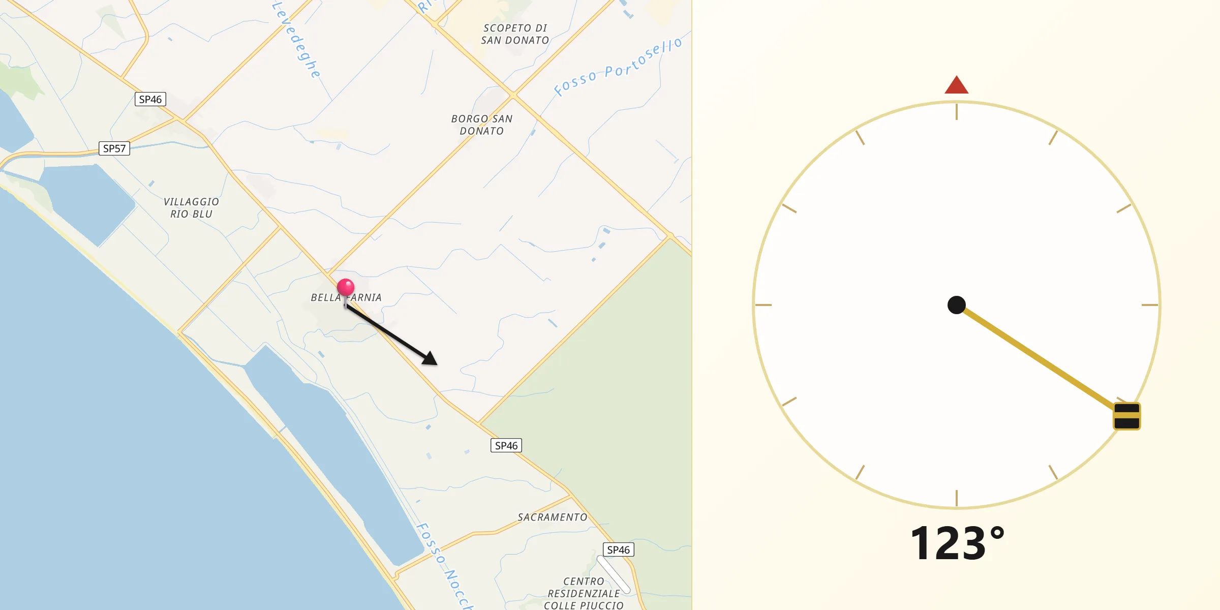 Direzione della Qibla da Bella Farnia