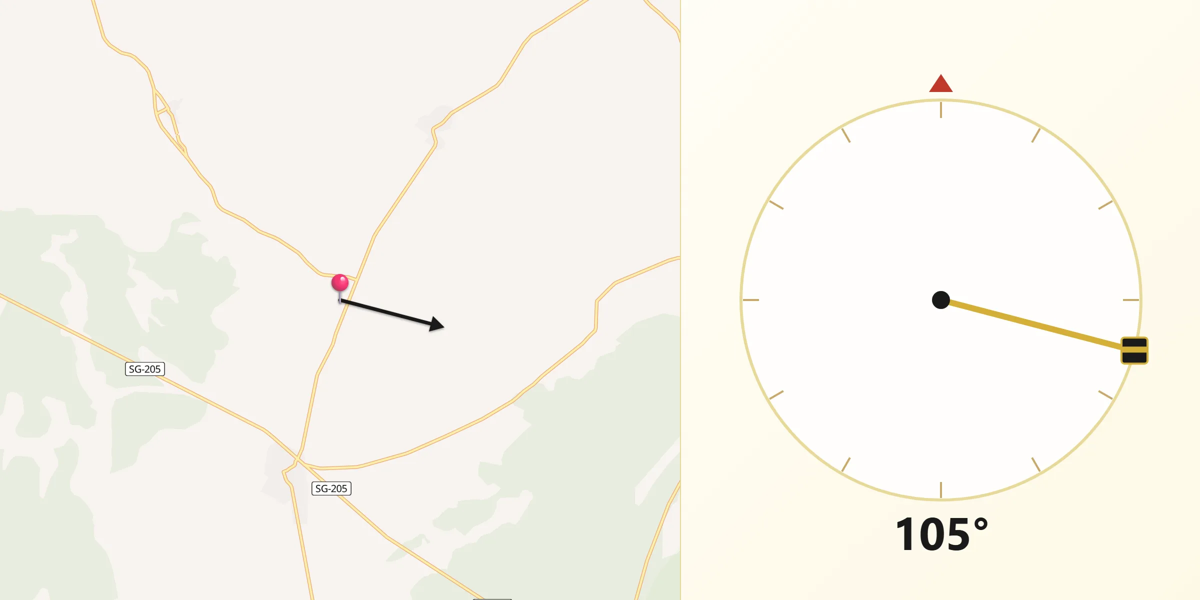 Dirección de la Qibla desde Adrados