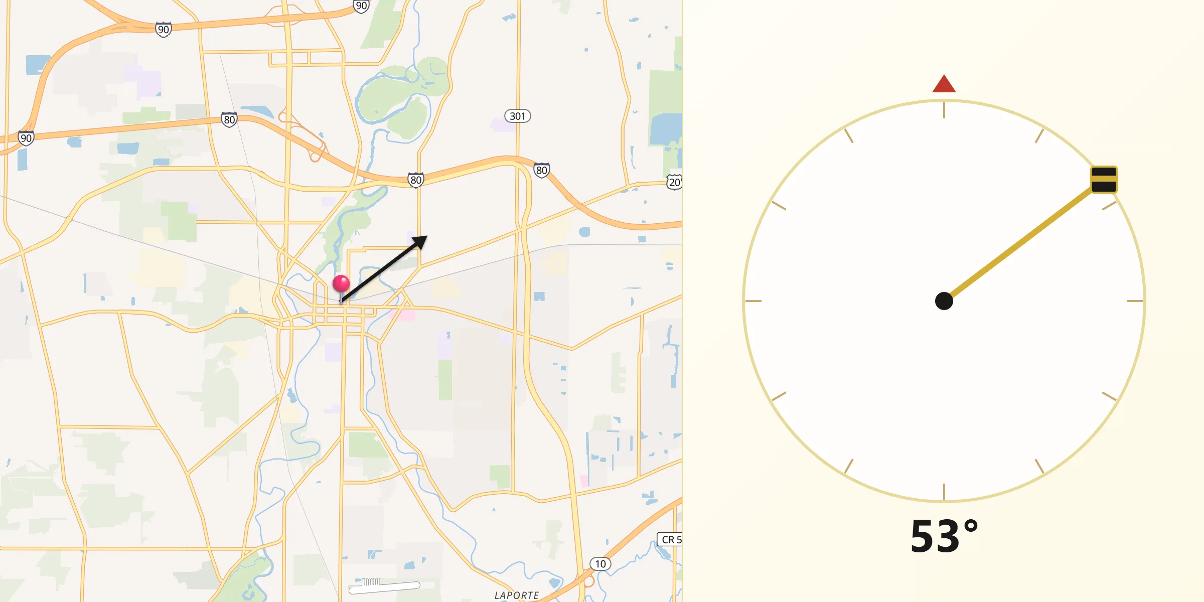 Qibla Direction from Elyria