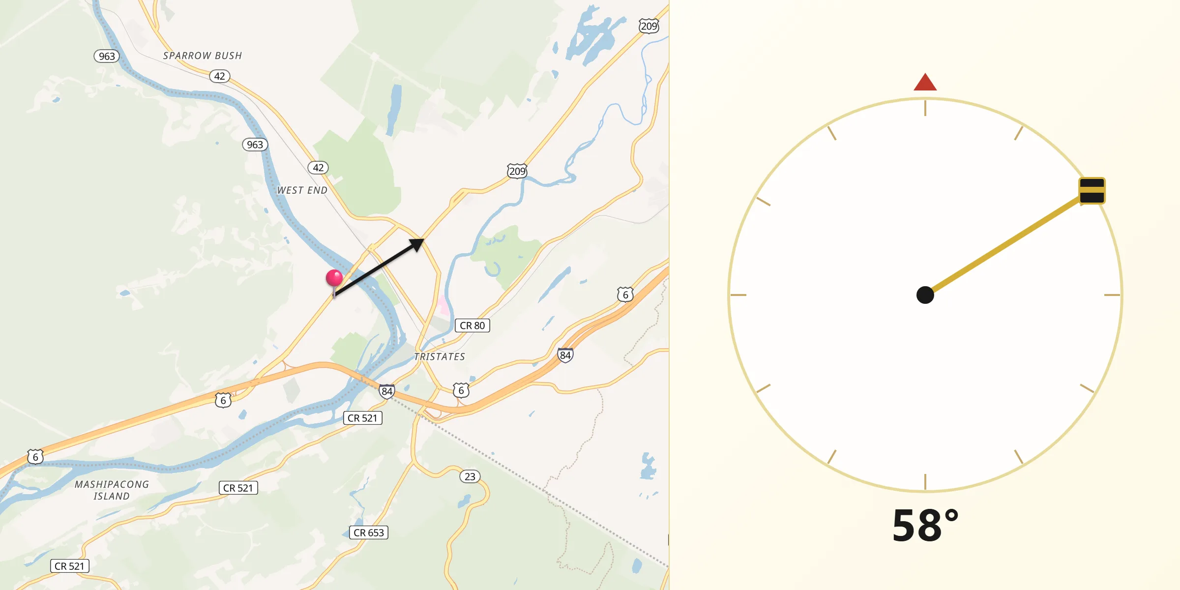 Qibla Direction from Matamoras