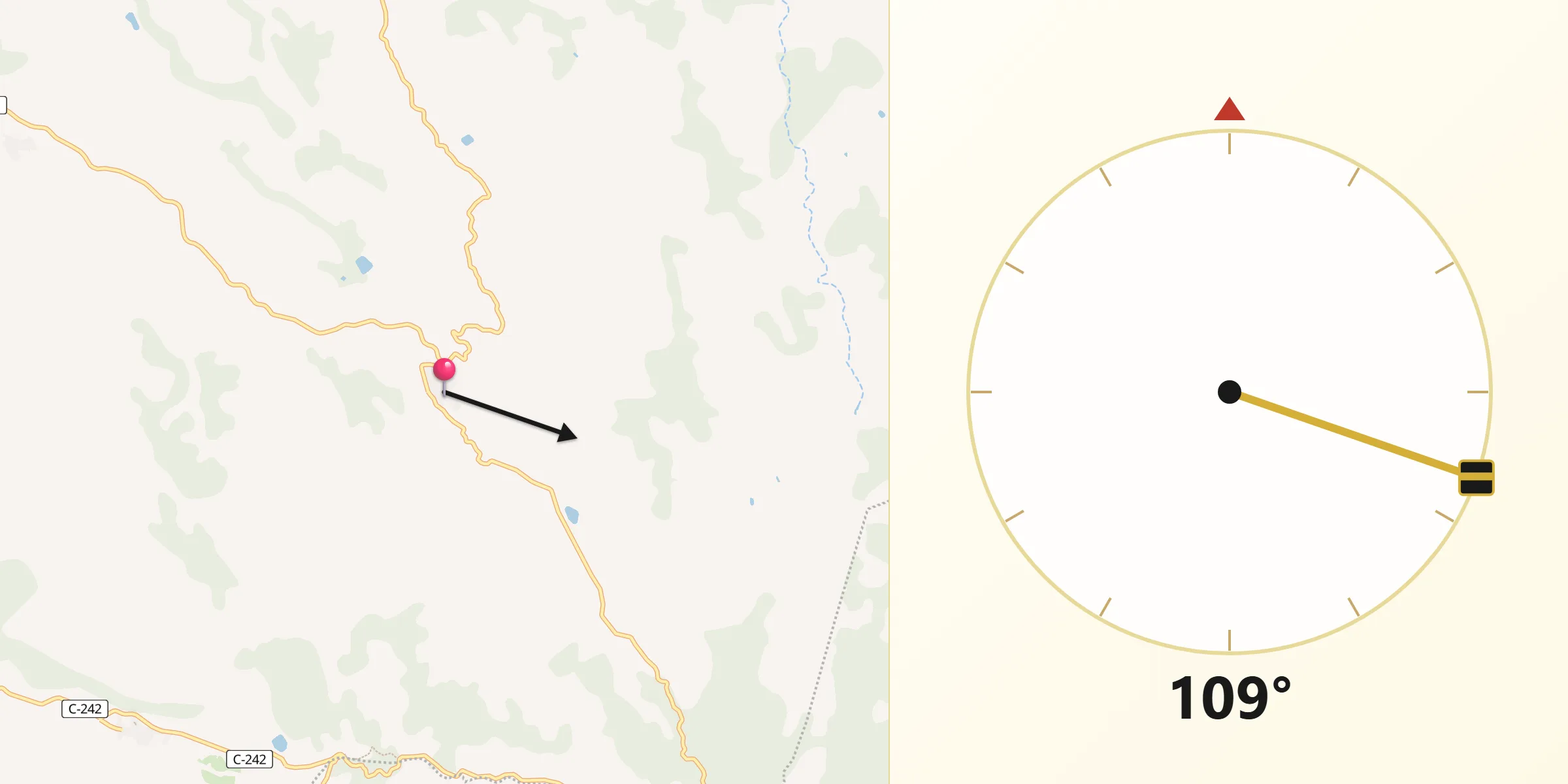 Dirección de la Qibla desde Juncosa