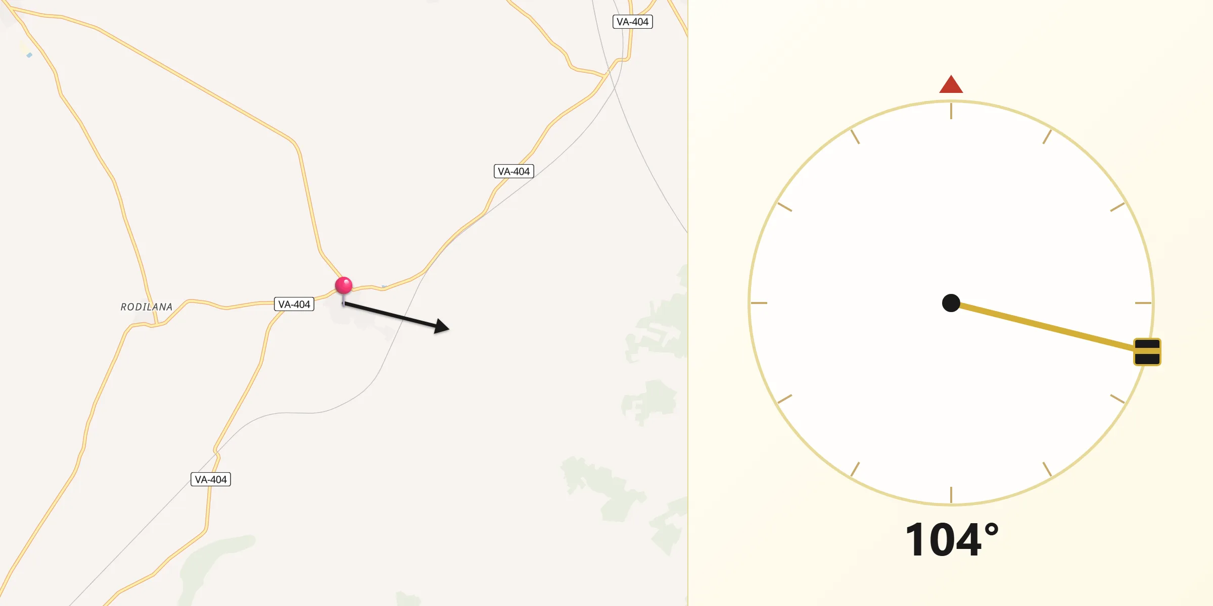 Dirección de la Qibla desde Pozaldez